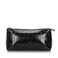 Pre-Loved Fendi Black Patent Leather Zucchino Pouch Italy