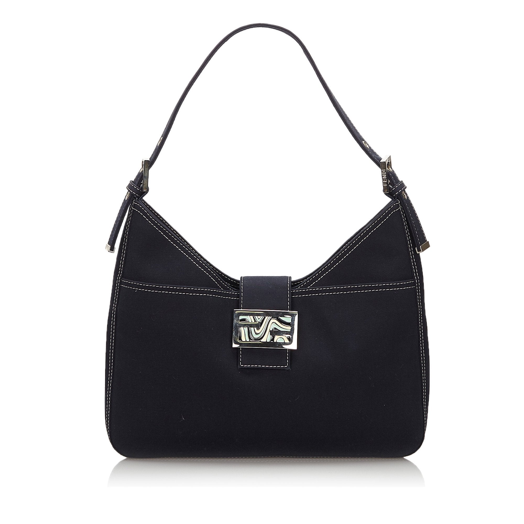 Pre-Loved Fendi Blue Navy Canvas Fabric Shoulder Bag Italy