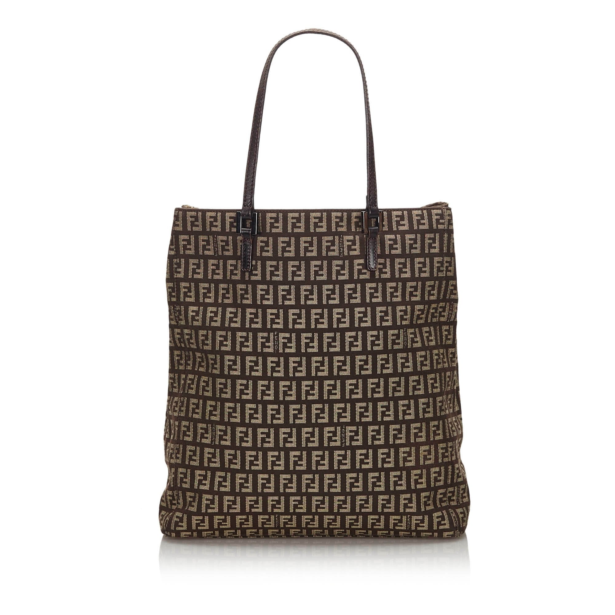 Pre-Loved Fendi Brown Dark Canvas Fabric Zucchino Tote Bag Italy