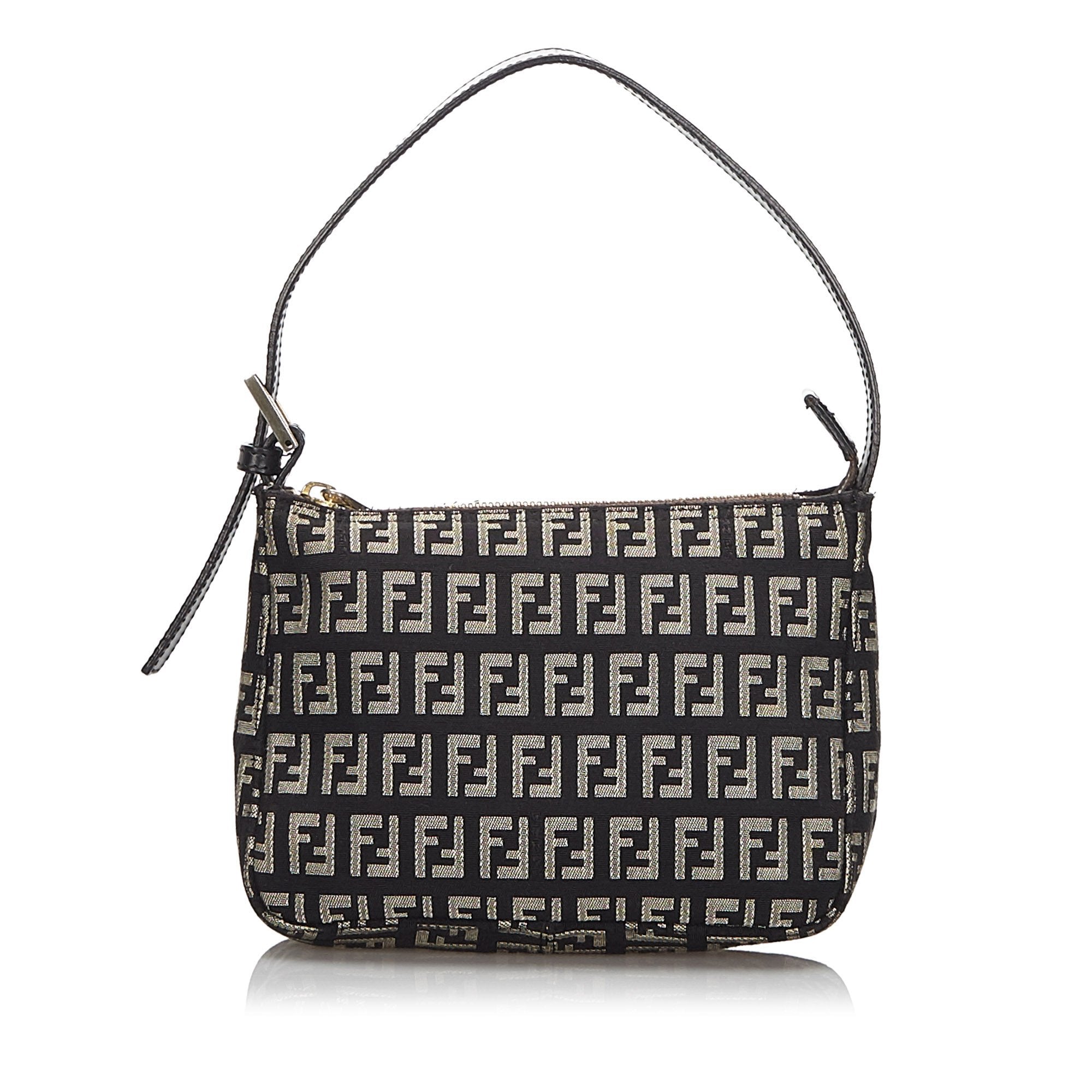 Pre-Loved Fendi Black Canvas Fabric Zucchino Baguette Italy