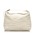 Pre-Loved Fendi White Canvas Fabric Tiger Print Handbag Italy
