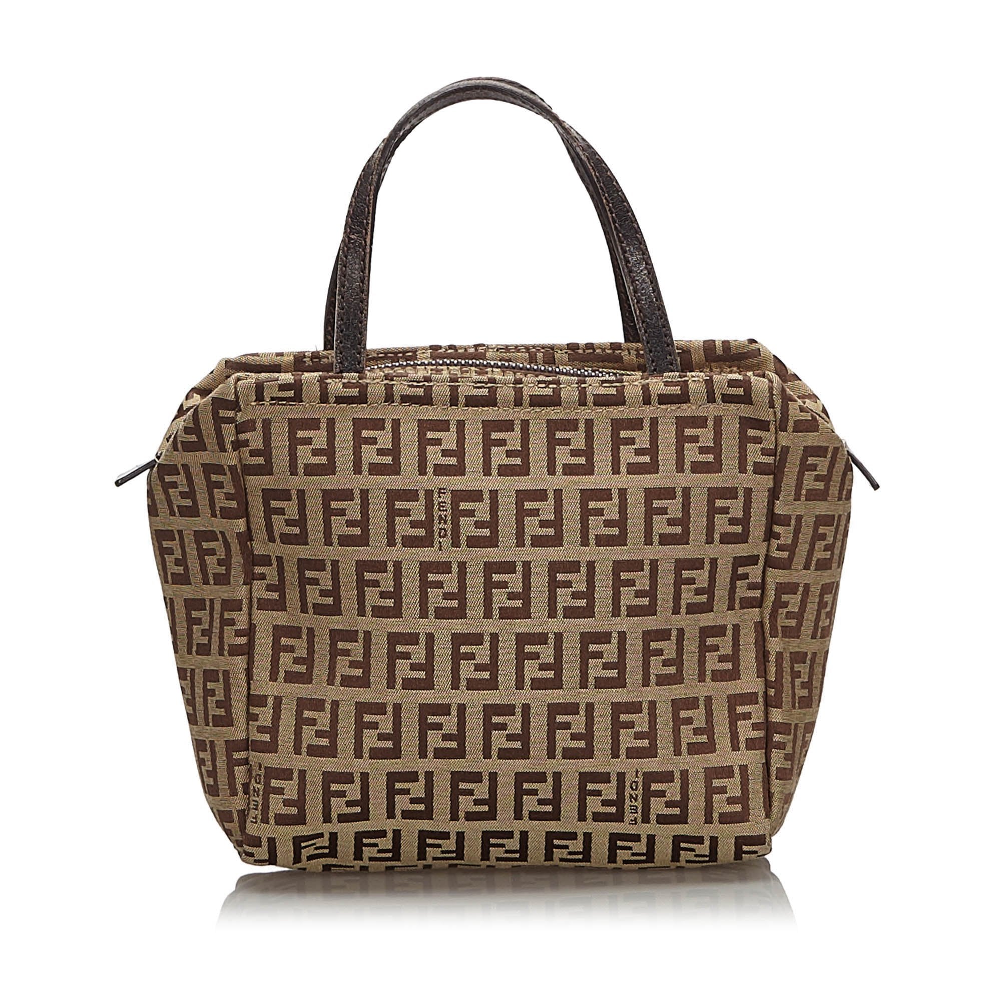 Pre-Loved Fendi Brown Beige Canvas Fabric Zucchino Handbag Italy
