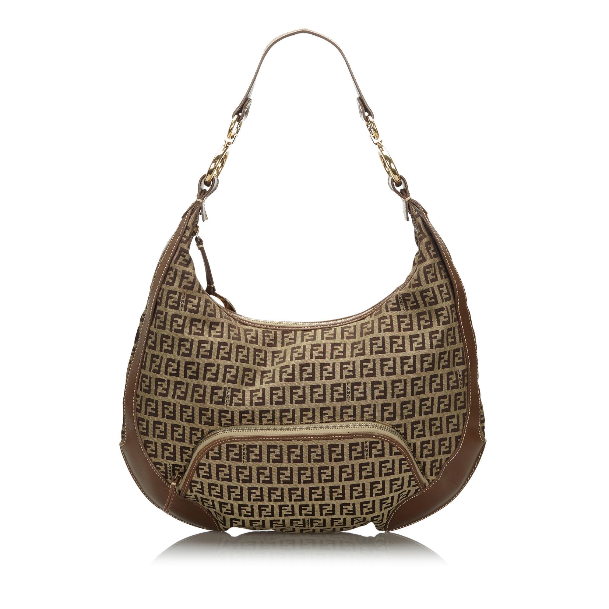 Pre-Loved Fendi Brown Beige Canvas Fabric Zucchino Chef Hobo Bag Italy