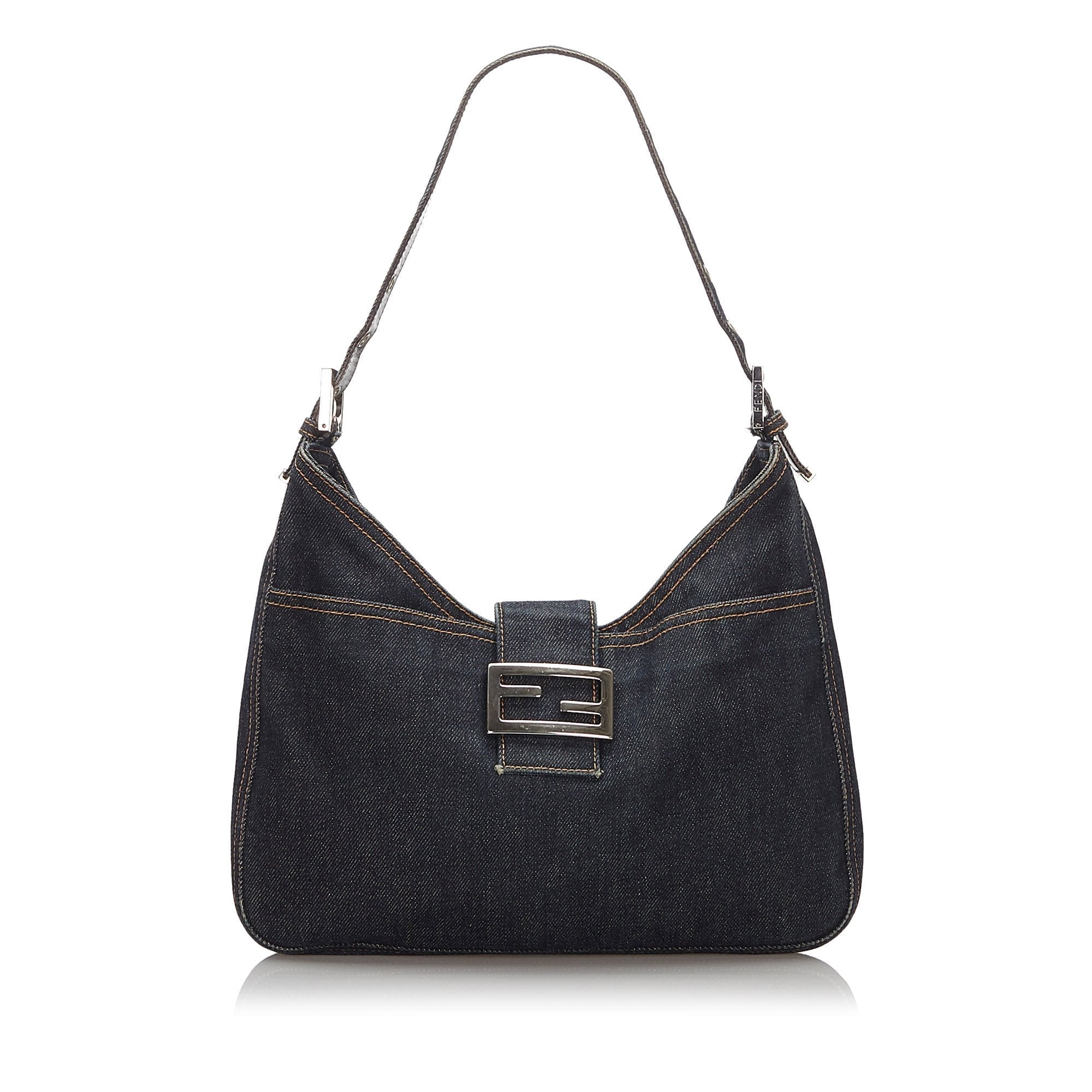 Pre-Loved Fendi Blue Denim Fabric Shoulder Bag Italy