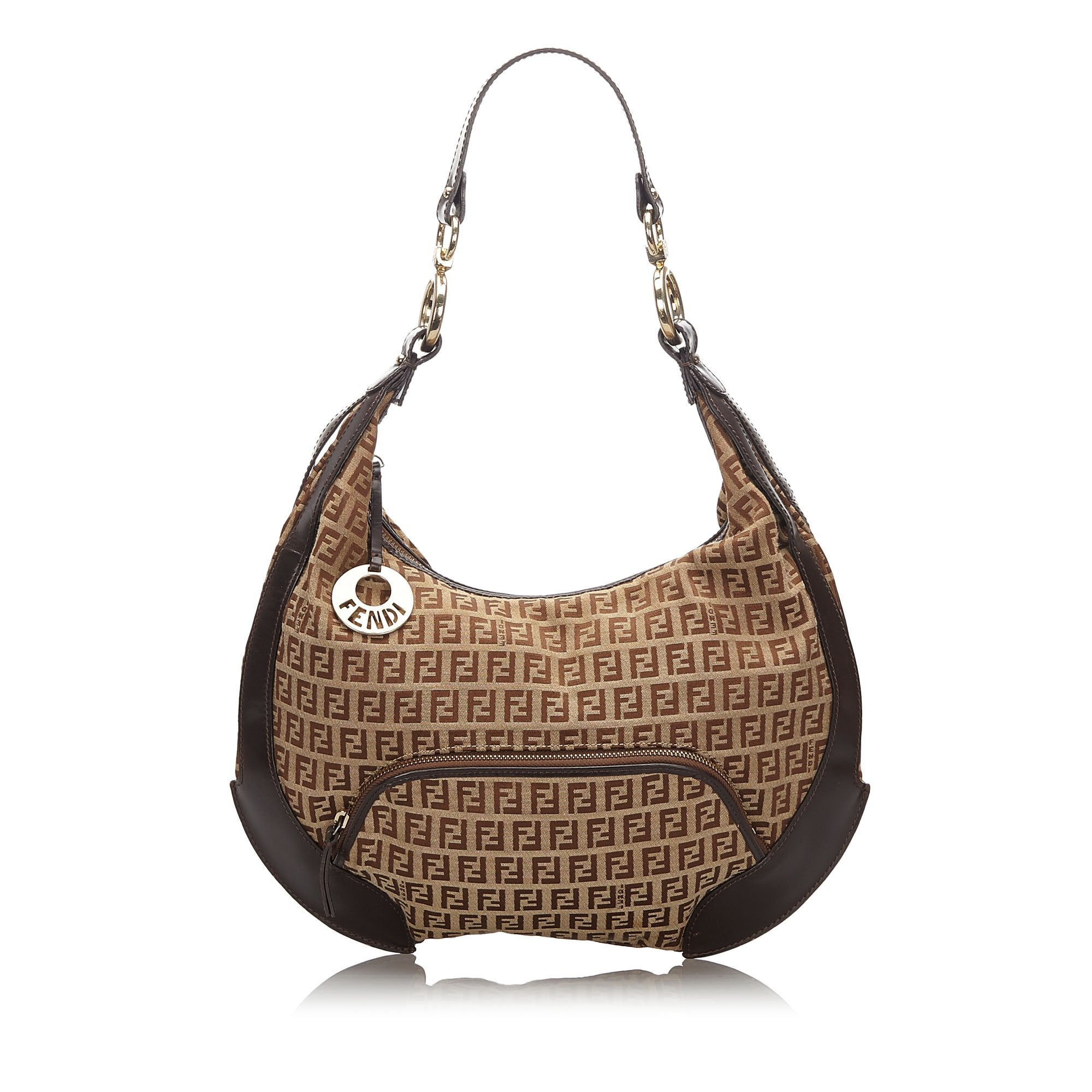 Pre-Loved Fendi Brown Beige Canvas Fabric Zucchino Chef Hobo Bag Italy