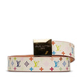 Louis Vuitton Monogram Multicolor Sunshine Belt 80/32 M9270U White PVC Leather  Louis Vuitton