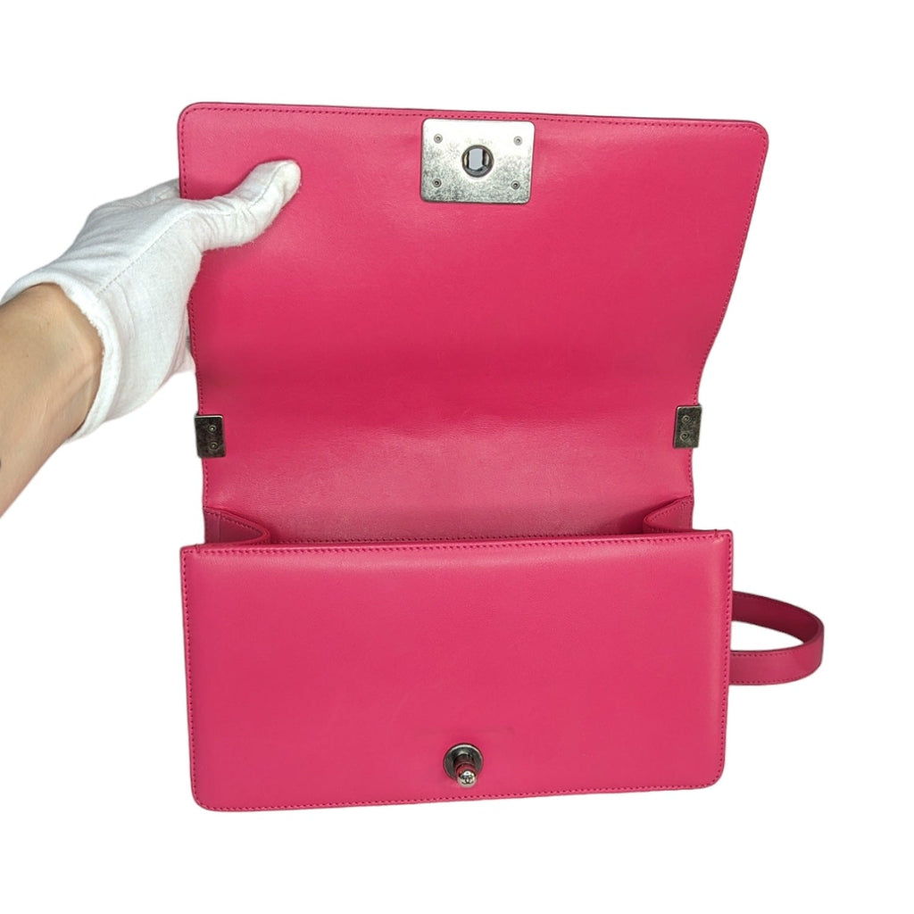 Chanel 2014 Quilted Lambskin Old Medium Boy Flap Pink