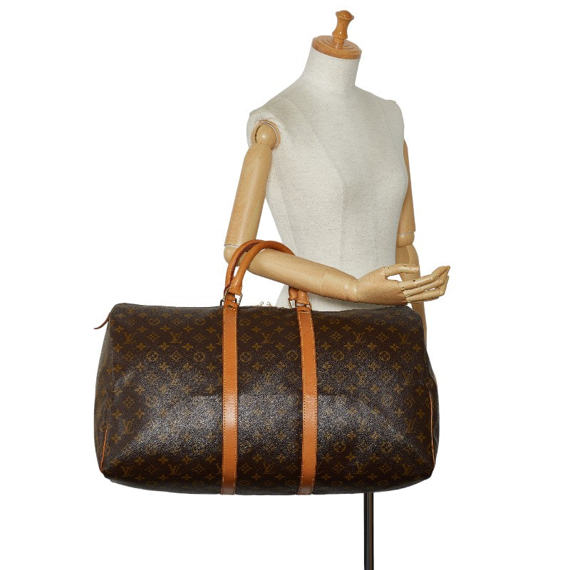 Louis Vuitton Monogram Keepall 55 Boston Bag Travel Bag M41424 Brown