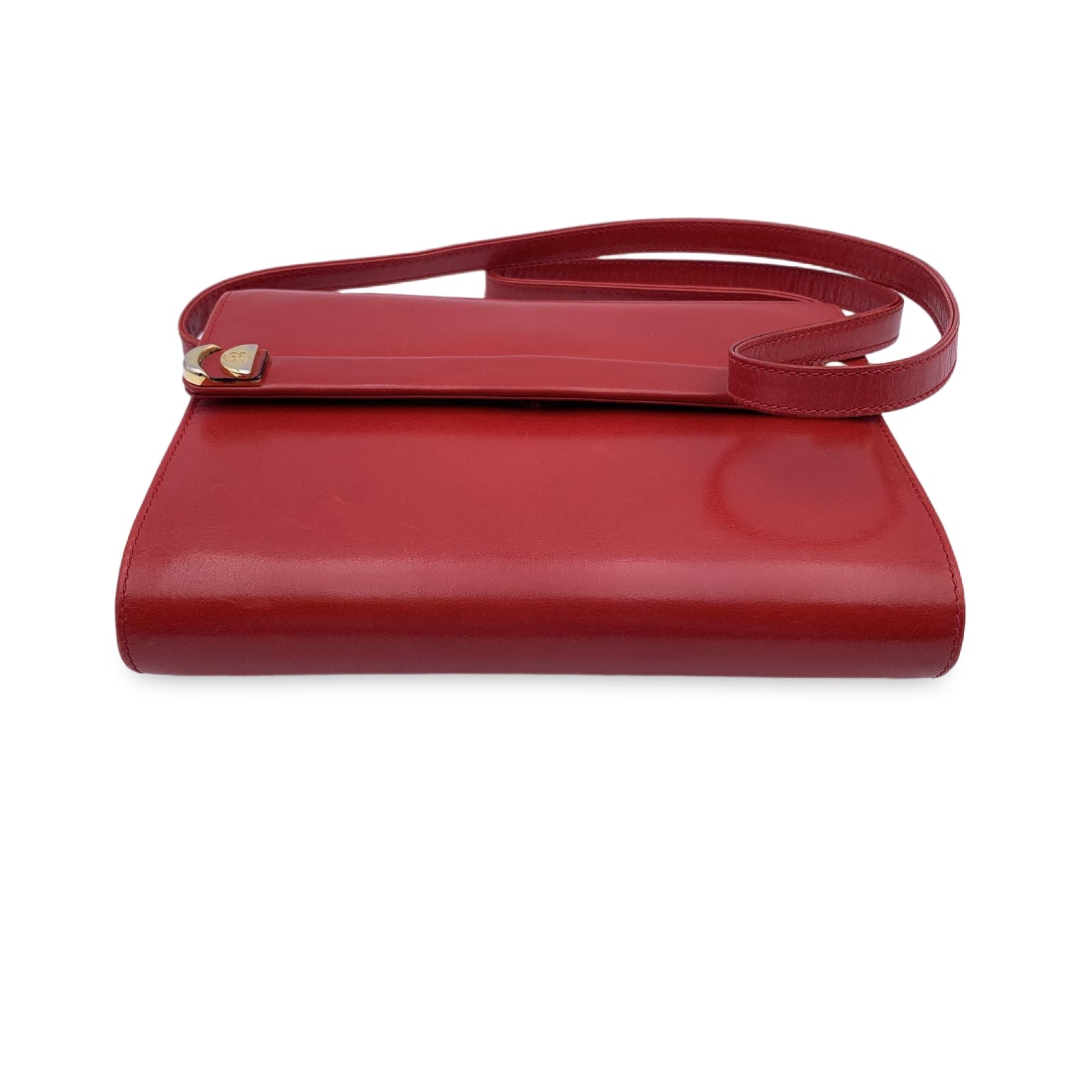 Gucci Vintage Red Leather Convertible Shoulder Bag Clutch