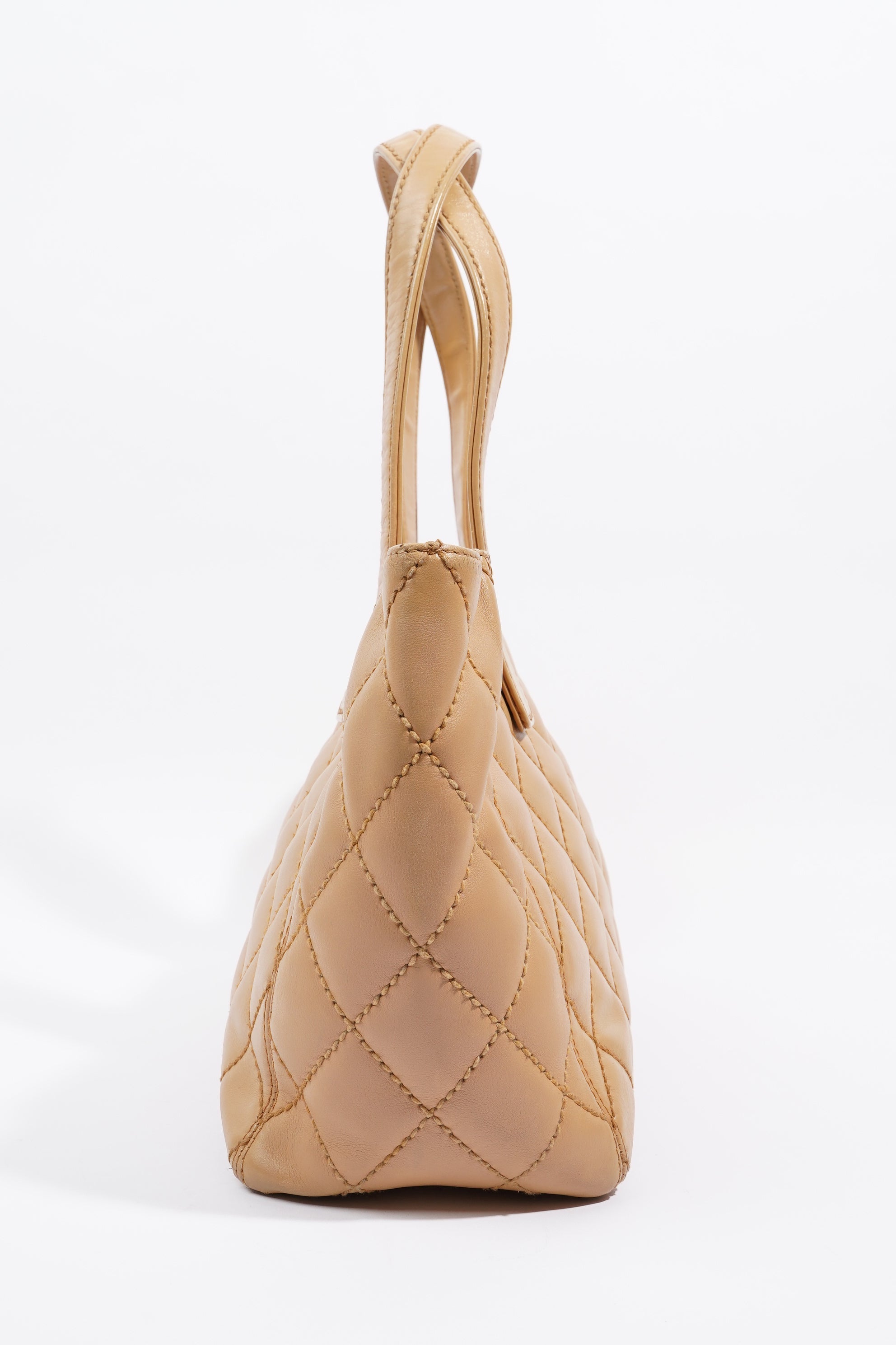 Chanel Wild Stitch Tote Bag Beige Lambskin Leather