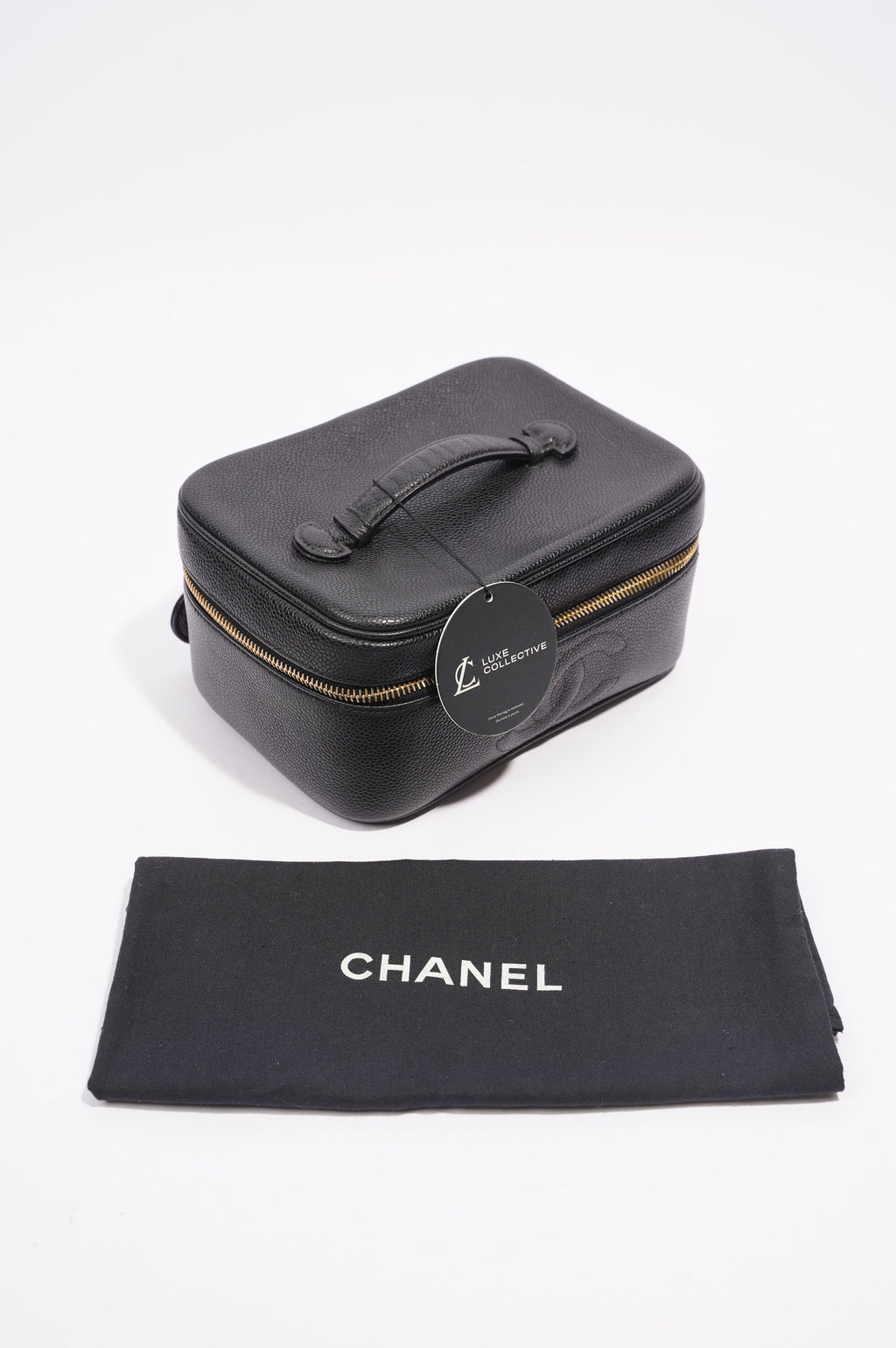 Chanel Coco Mark Vanity Bag Black Caviar Leather