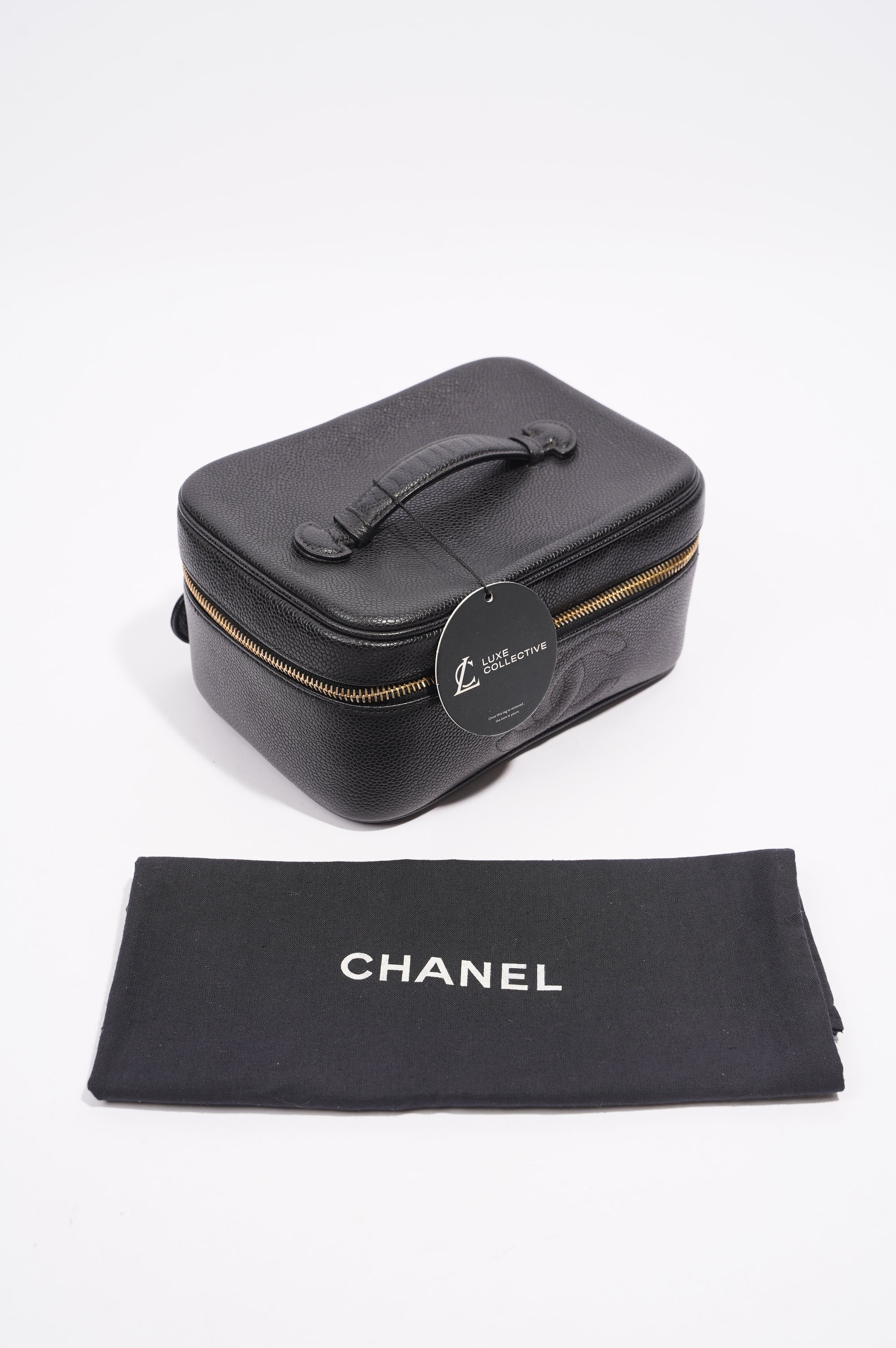 Chanel Coco Mark Vanity Bag Black Caviar Leather
