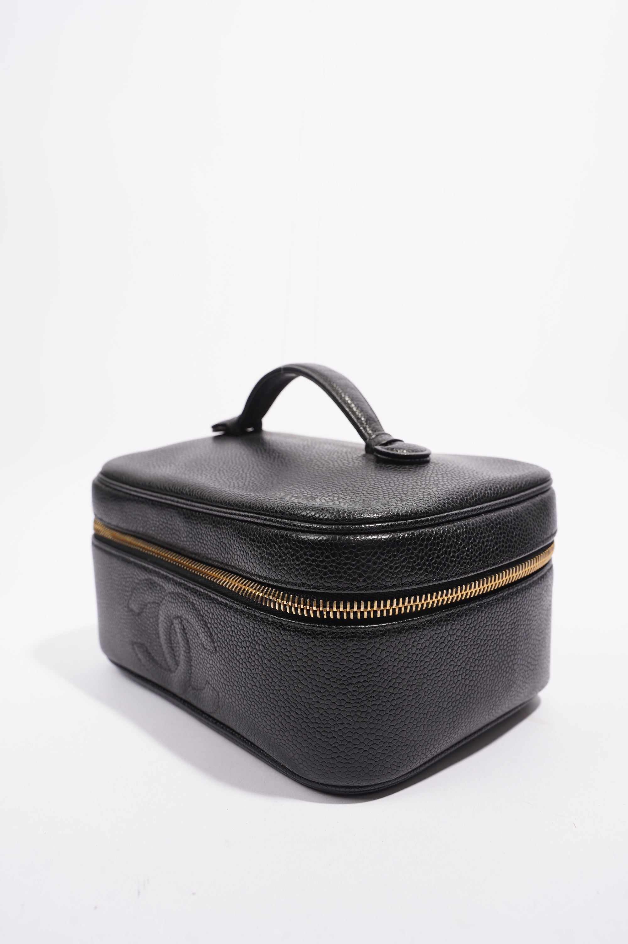 Chanel Coco Mark Vanity Bag Black Caviar Leather