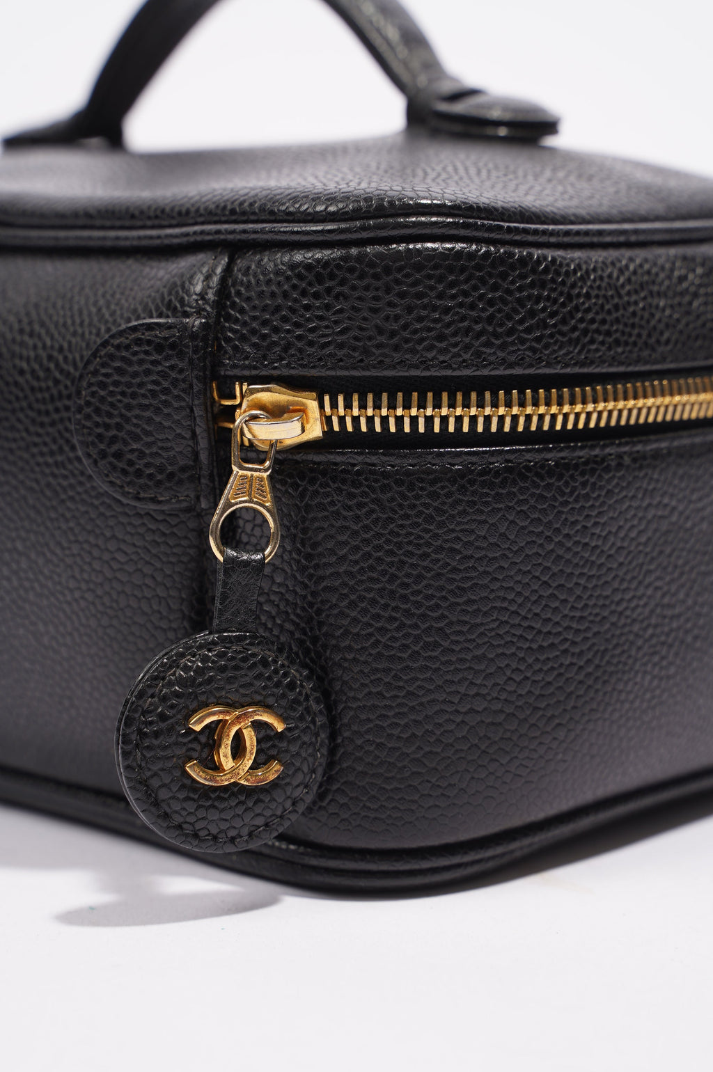 Chanel Coco Mark Vanity Bag Black Caviar Leather