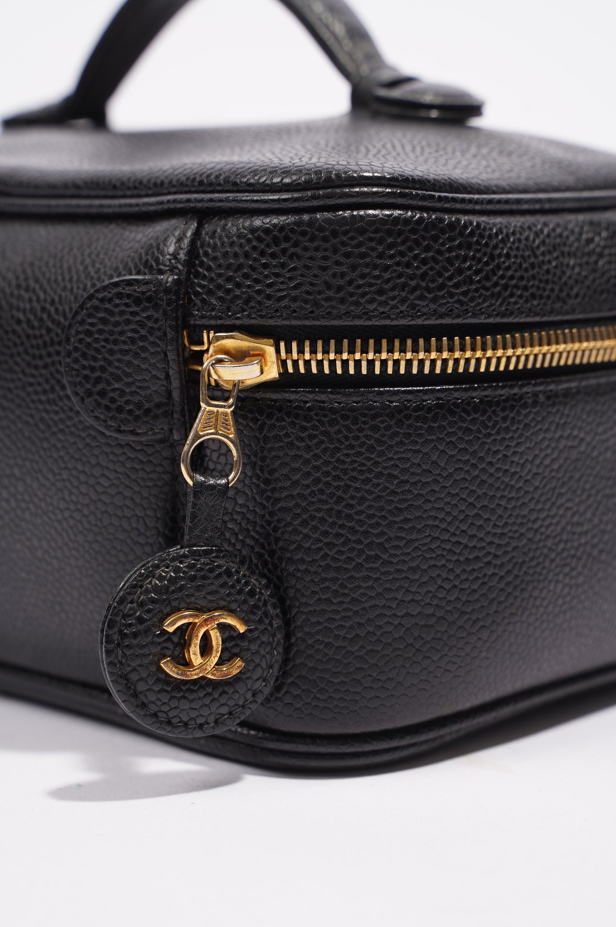 Chanel Coco Mark Vanity Bag Black Caviar Leather