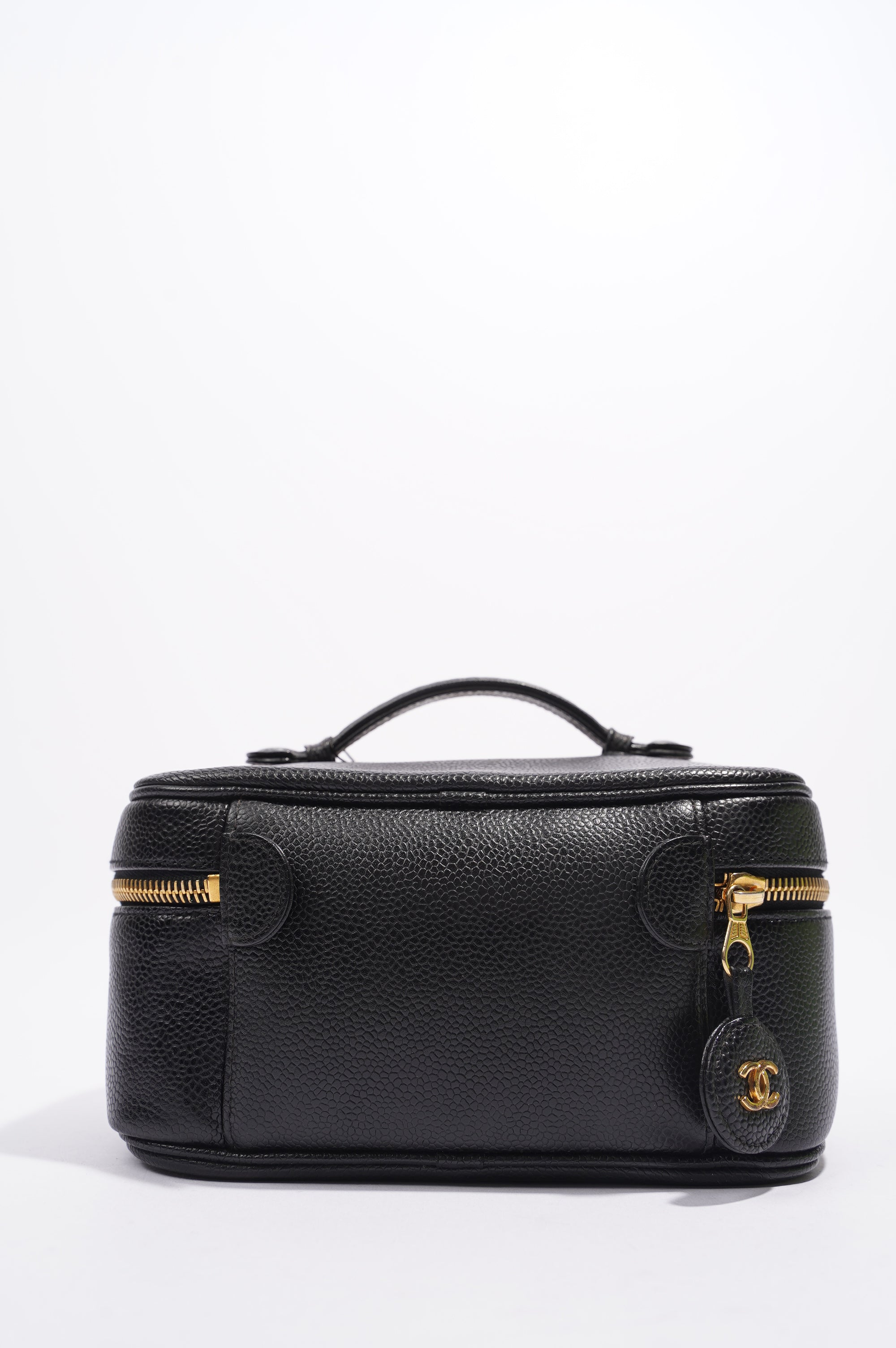 Chanel Coco Mark Vanity Bag Black Caviar Leather