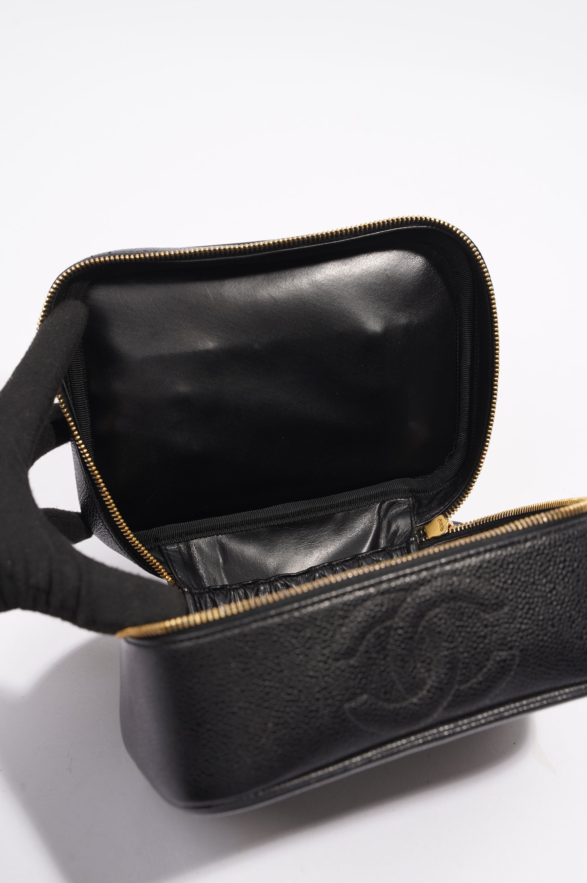 Chanel Coco Mark Vanity Bag Black Caviar Leather