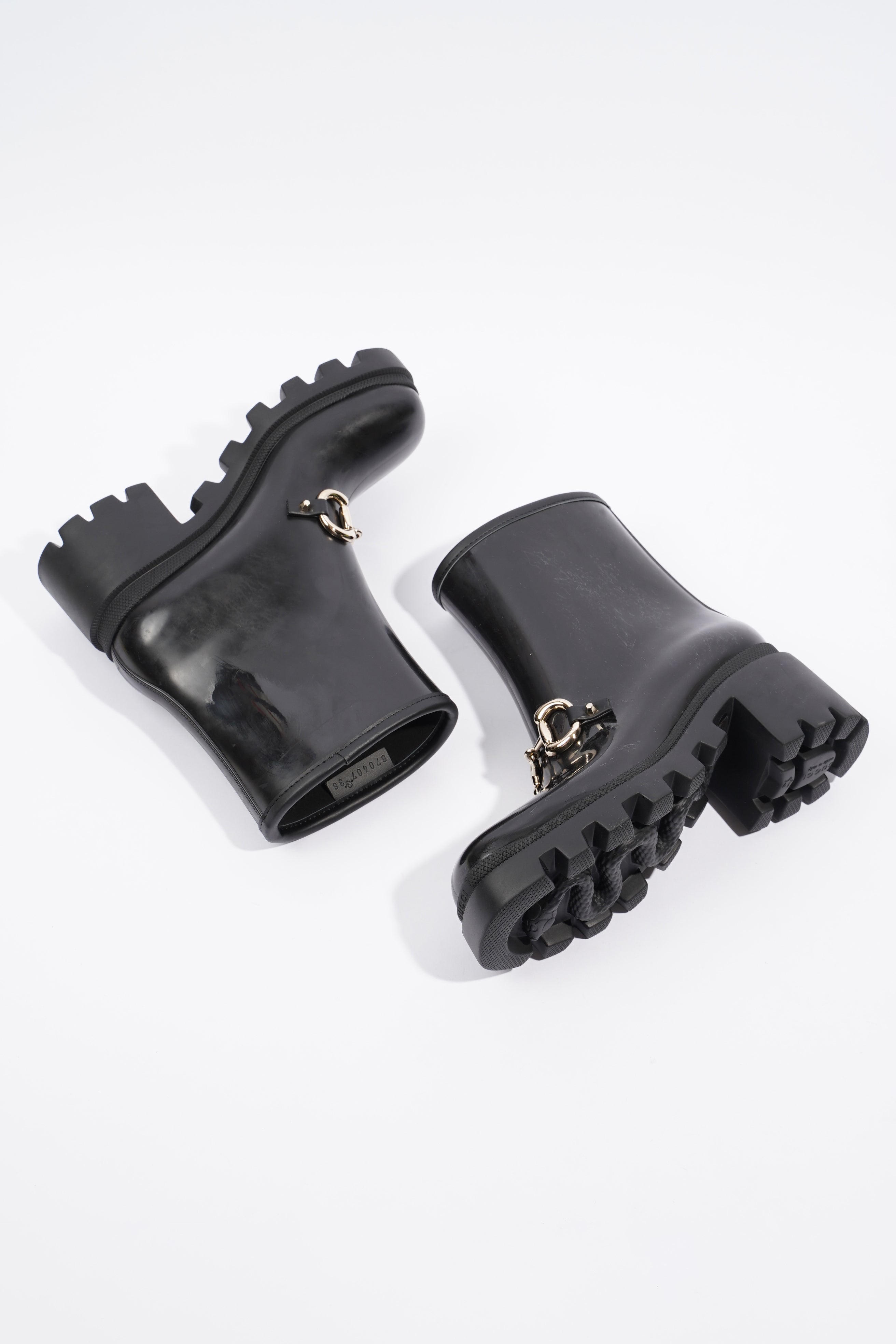 Gucci Horsebit Boots Black Rubber EU 36 UK 3
