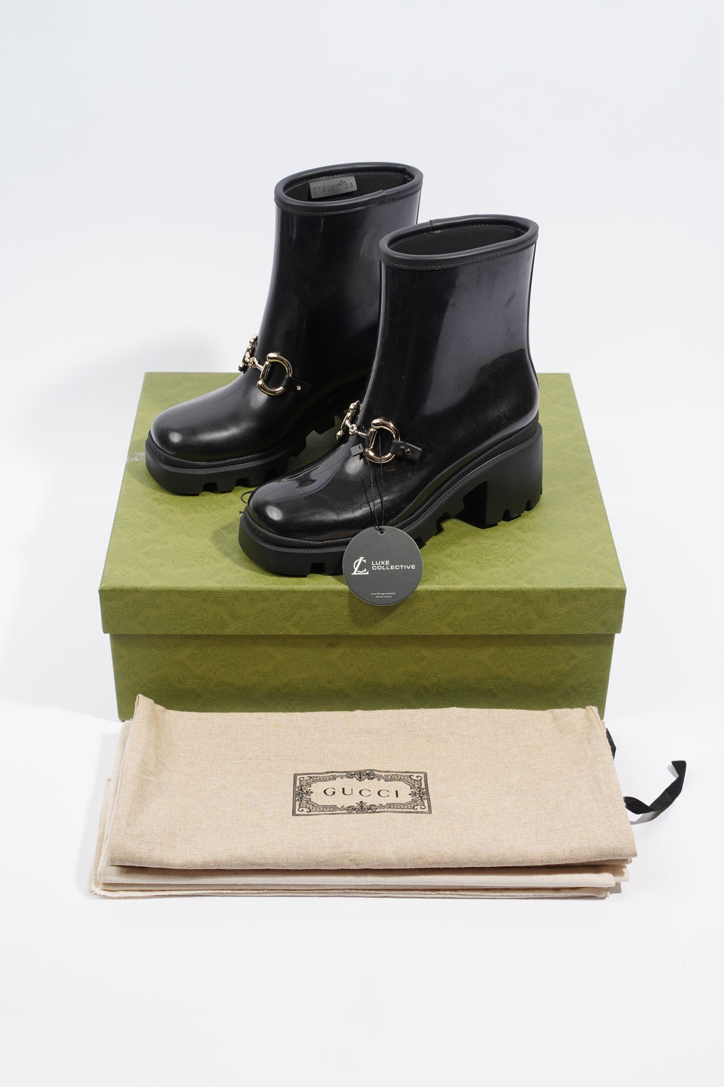 Gucci Horsebit Boots Black Rubber EU 36 UK 3