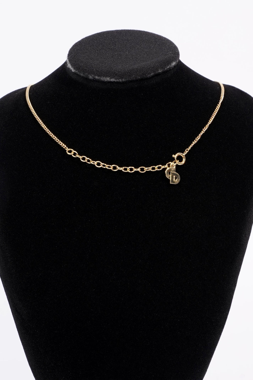 Christian Dior Heart Motif Necklace Gold Rhinestone