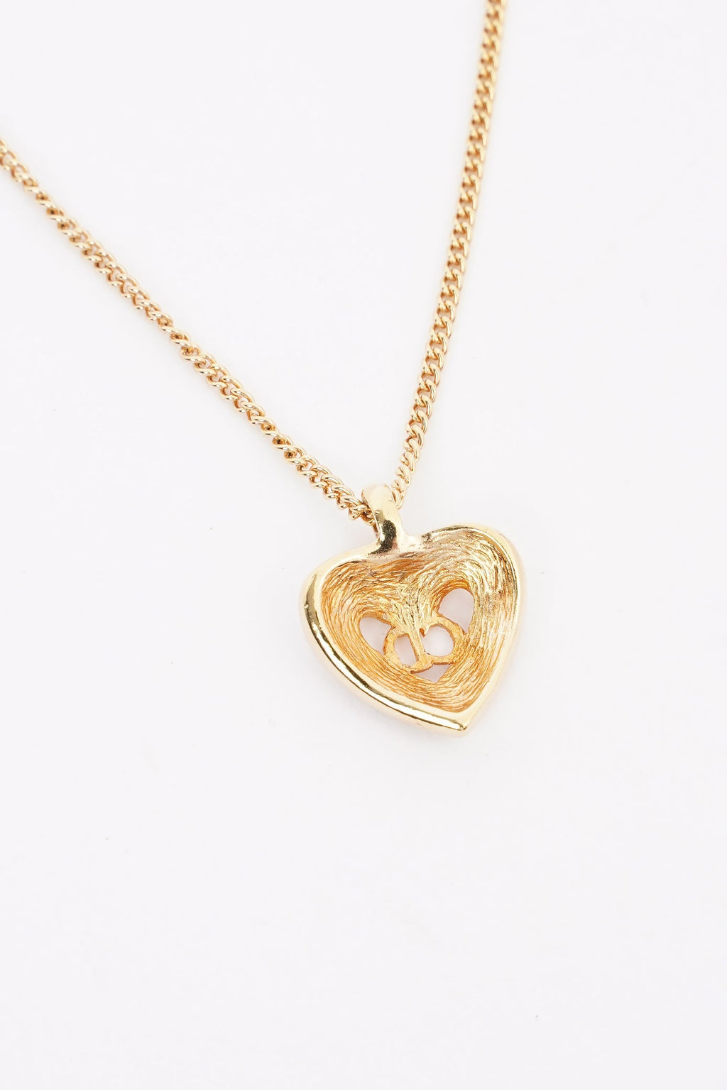 Christian Dior Heart Motif Necklace Gold Rhinestone