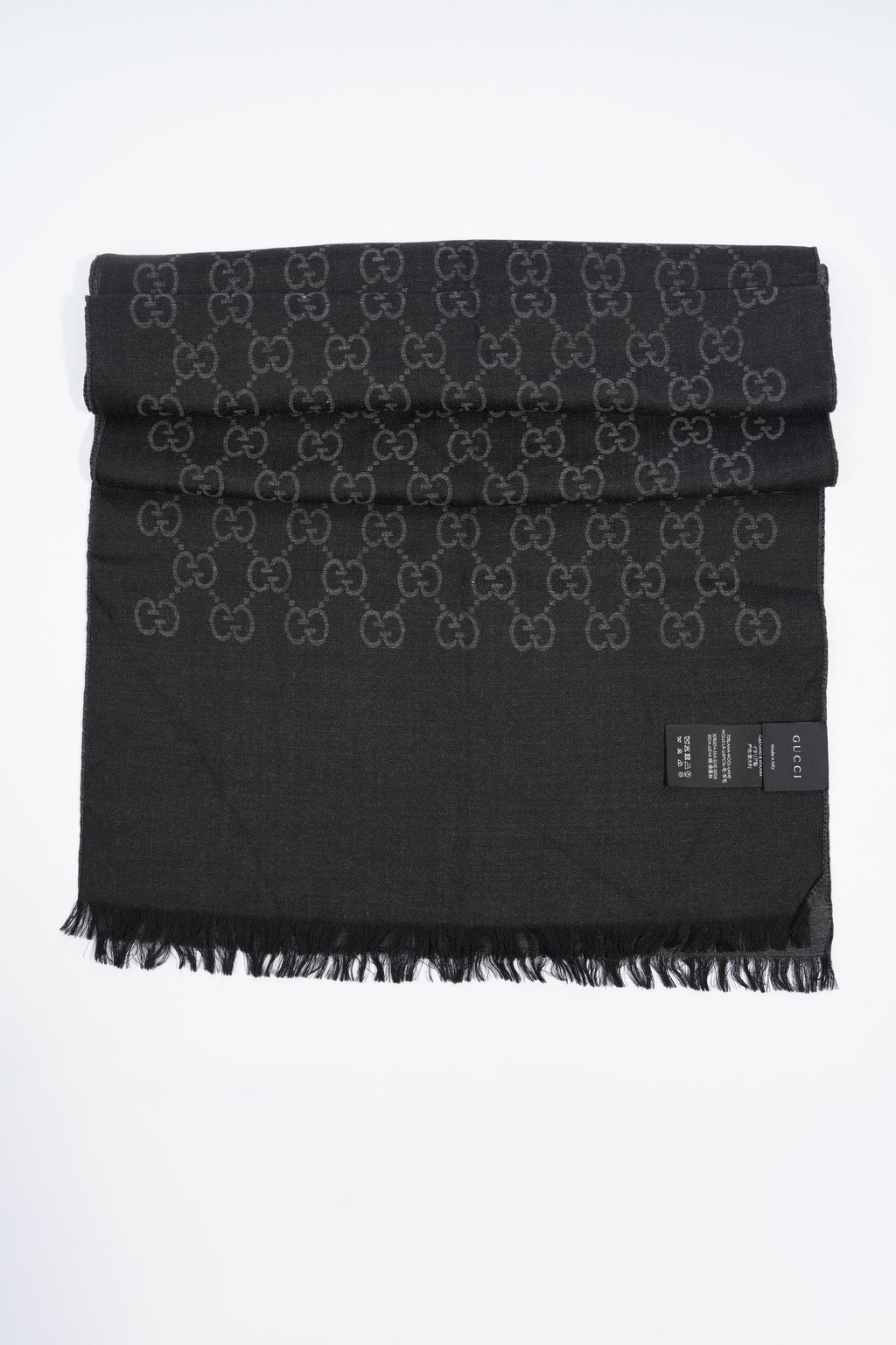Gucci GG Wool Silk Stole Black / Dark Grey Wool