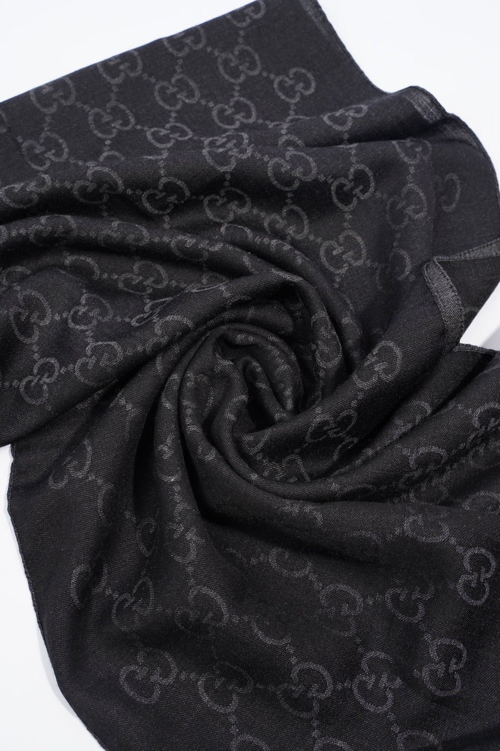 Gucci GG Wool Silk Stole Black / Dark Grey Wool