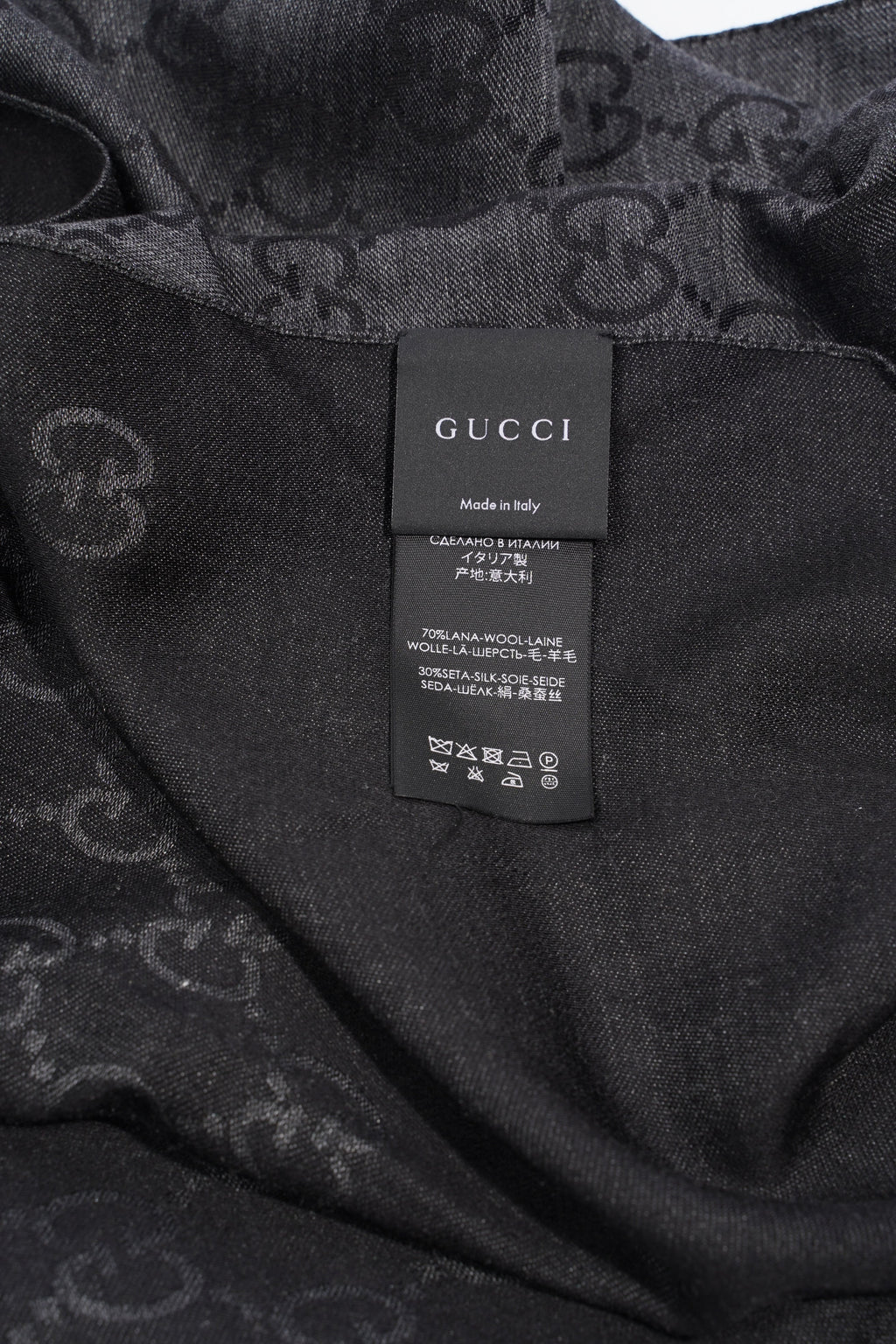 Gucci GG Wool Silk Stole Black / Dark Grey Wool
