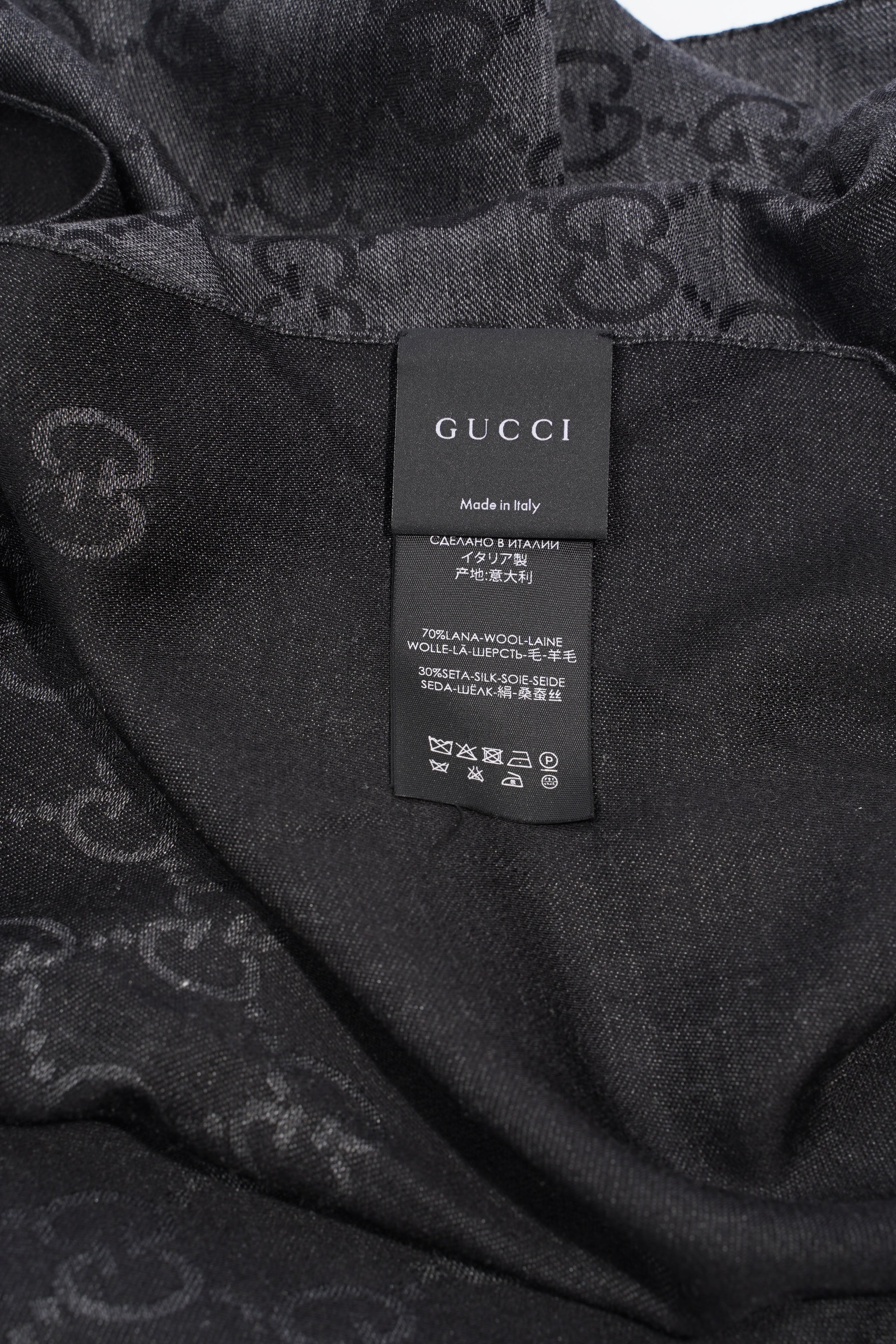 Gucci GG Wool Silk Stole Black / Dark Grey Wool