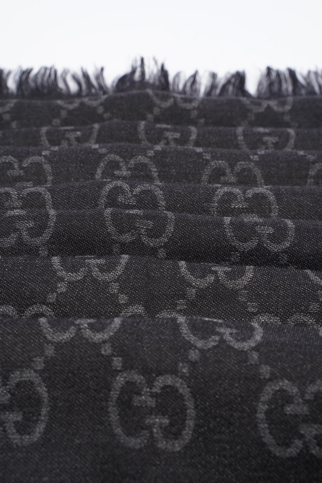 Gucci GG Wool Silk Stole Black / Dark Grey Wool