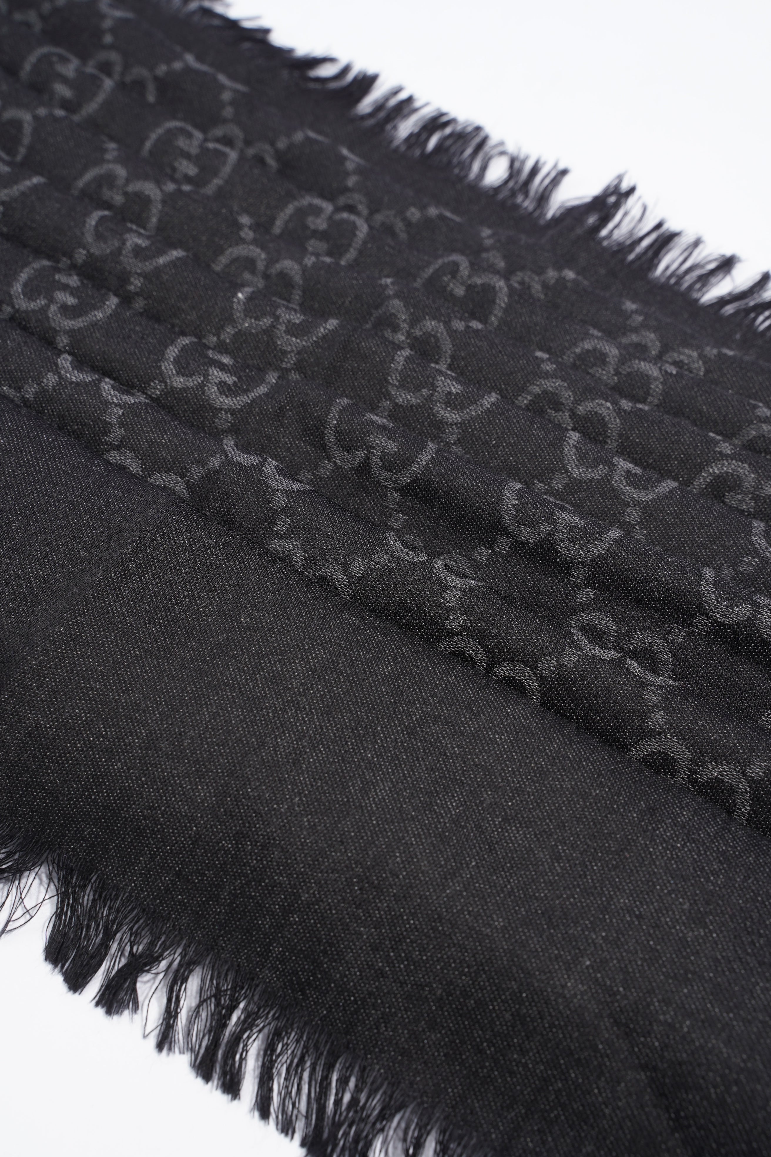 Gucci GG Wool Silk Stole Black / Dark Grey Wool