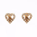 Christian Dior Heart Motif Earrings Gold Rhinestone