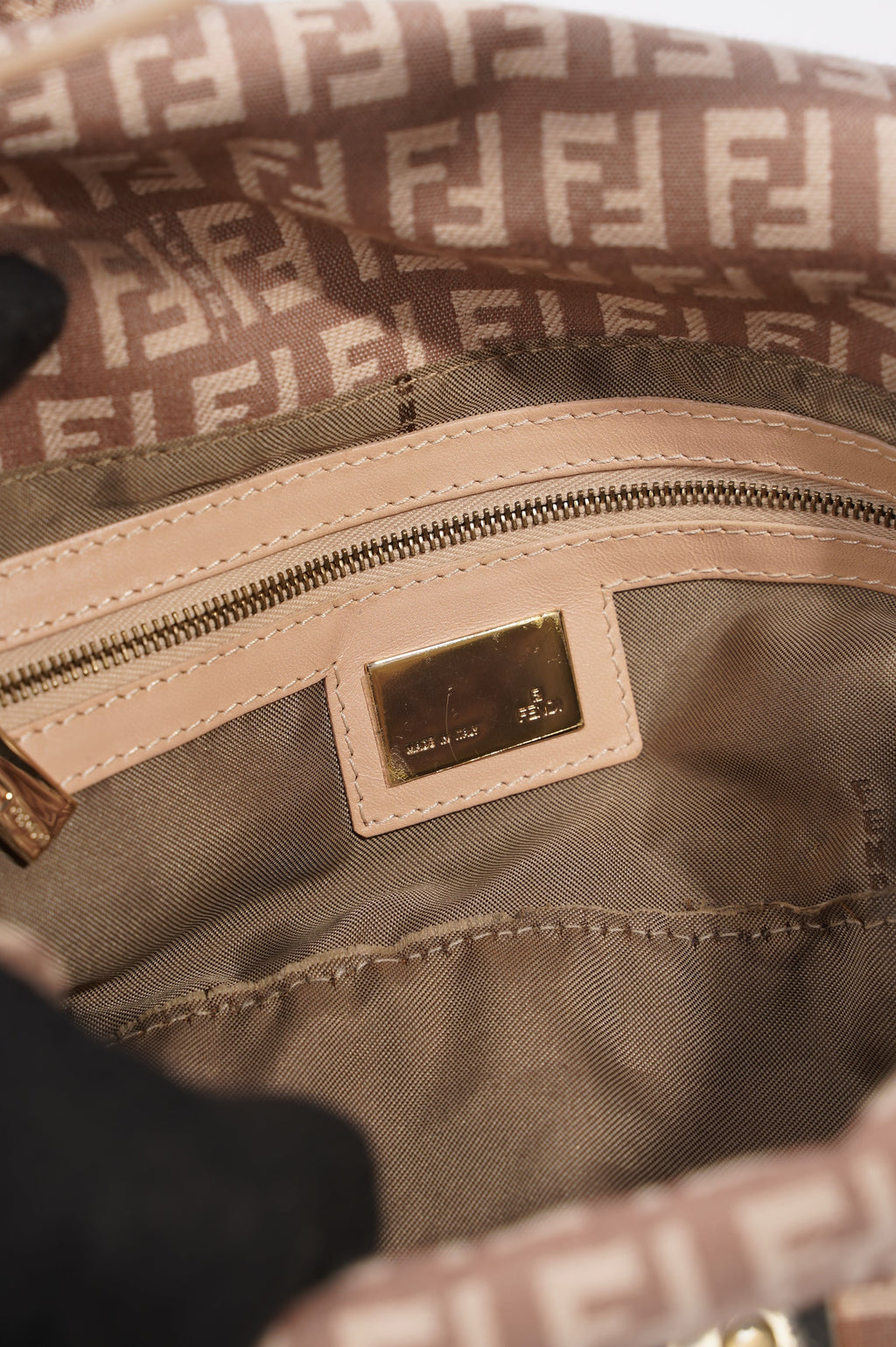Fendi Zucchino Baguette Dusky Pink Canvas