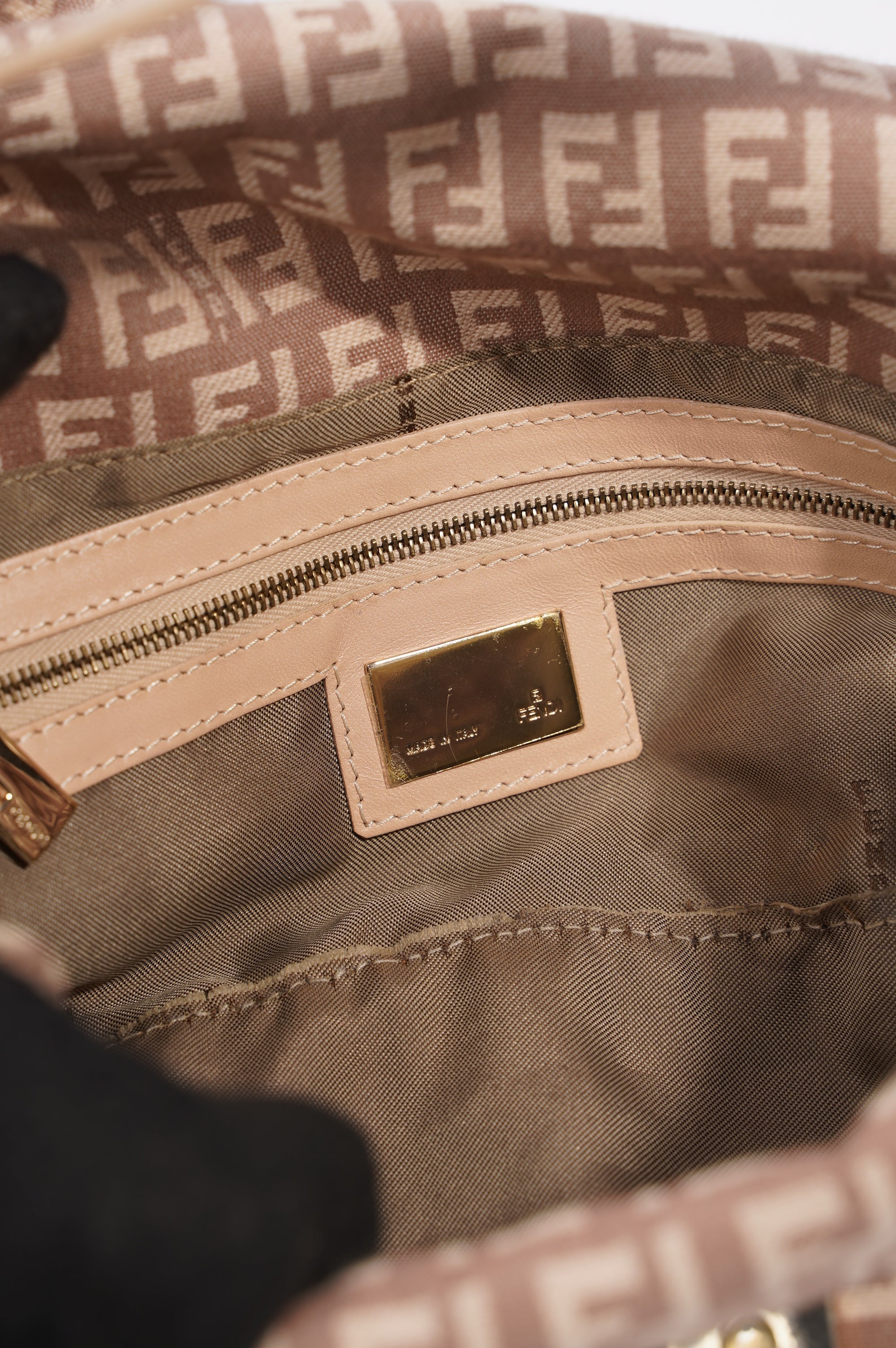 Fendi Zucchino Baguette Dusky Pink Canvas