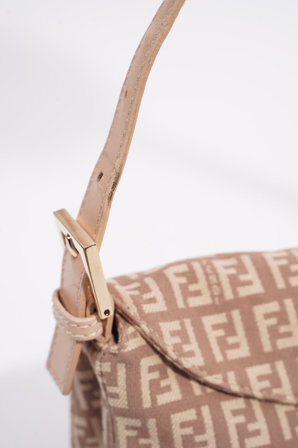 Fendi Zucchino Baguette Dusky Pink Canvas