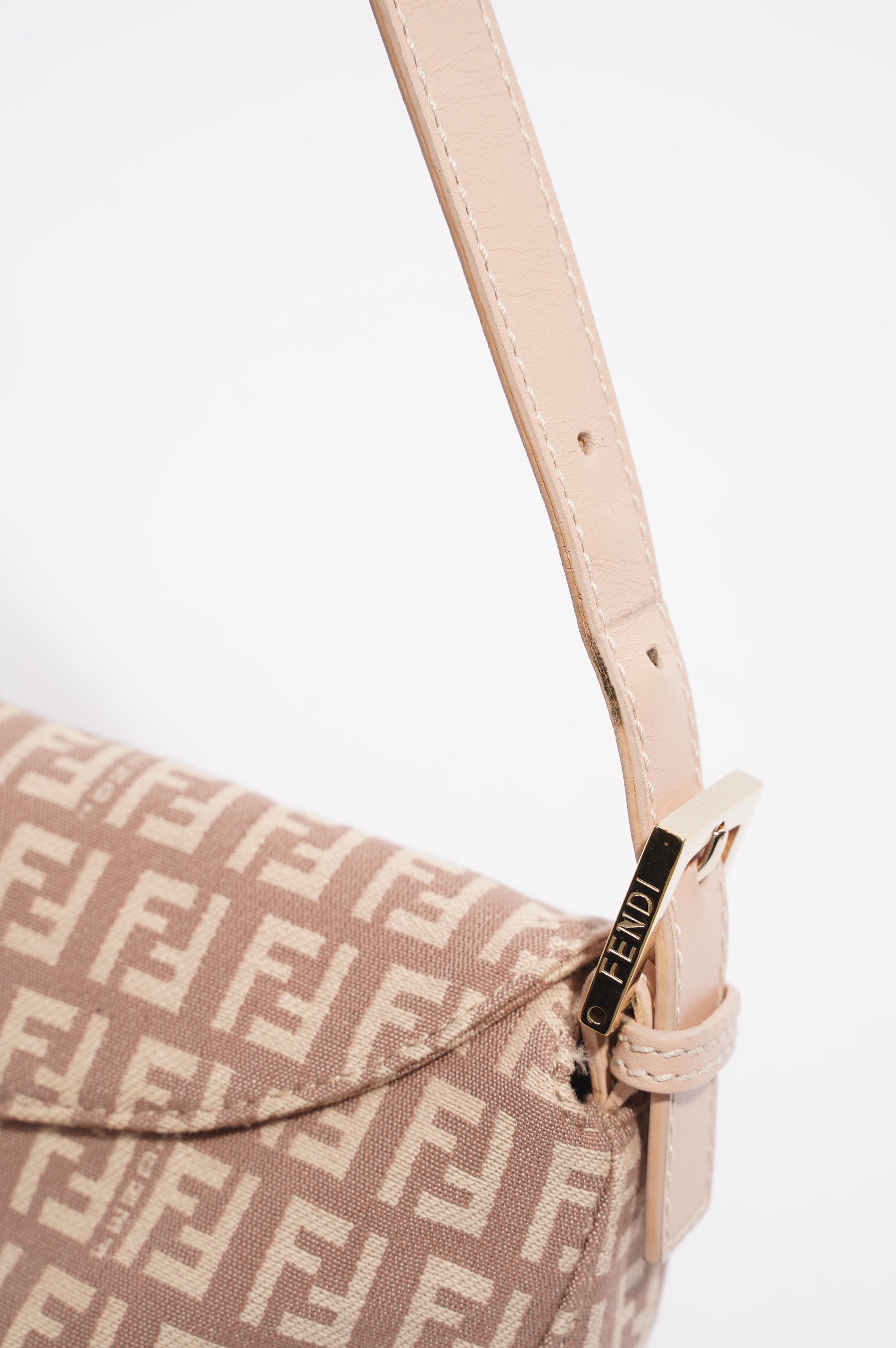Fendi Zucchino Baguette Dusky Pink Canvas