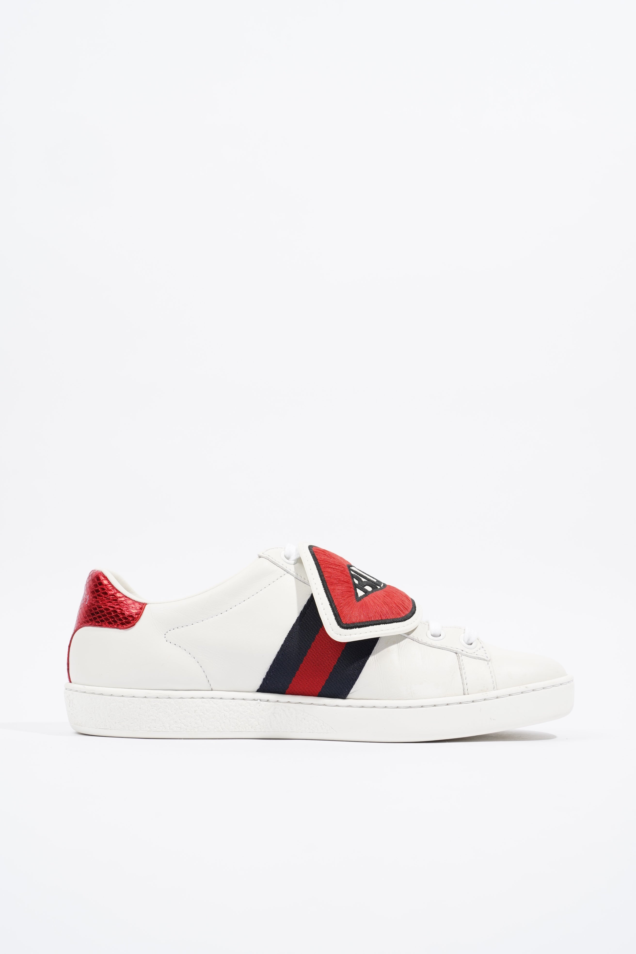 Gucci Ace "Blind For Love" White / Red / Navy Leather EU 36.5 UK 3.5