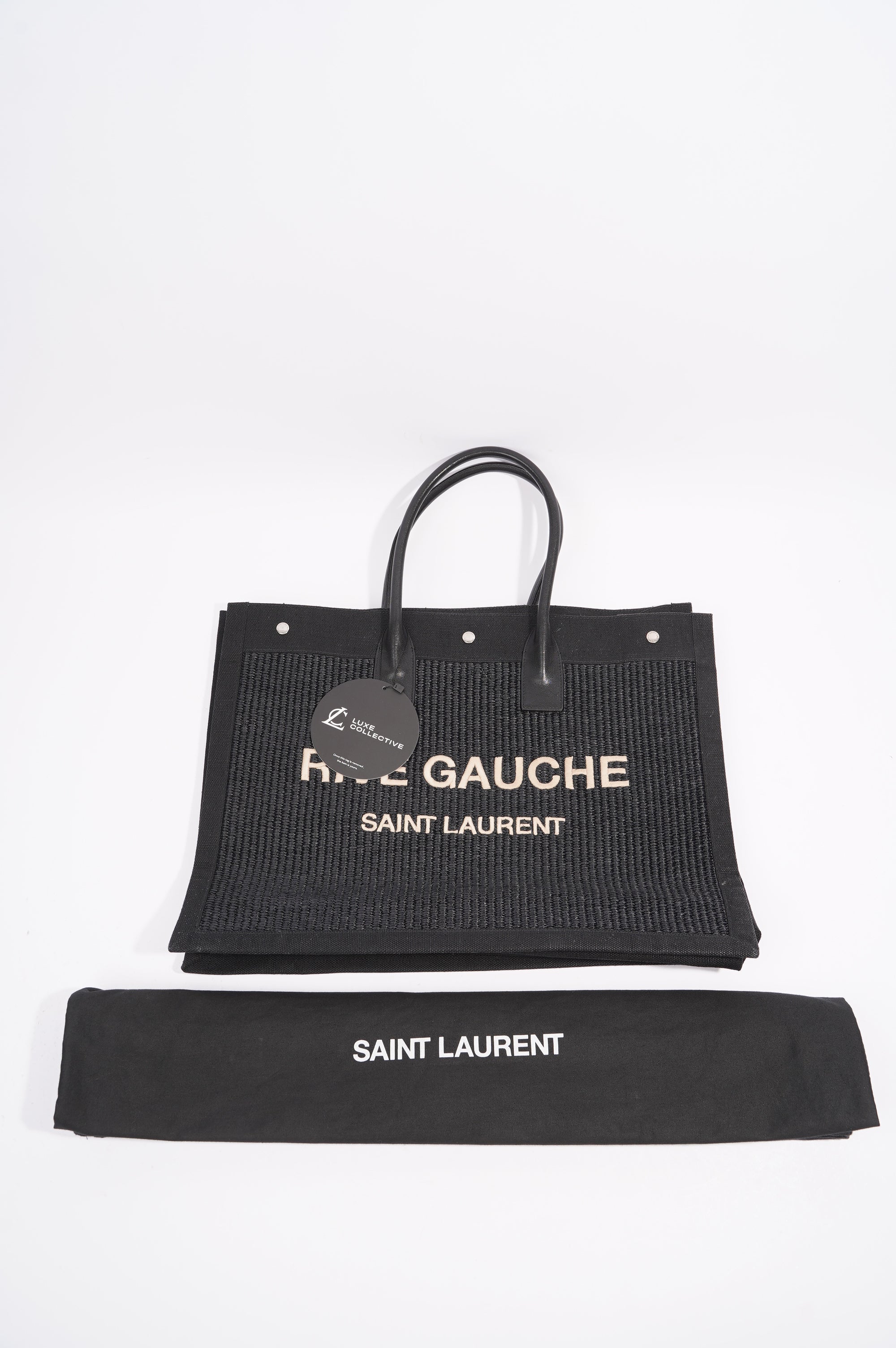 Saint Laurent Rive Gauche Tote Bag Black Wicker