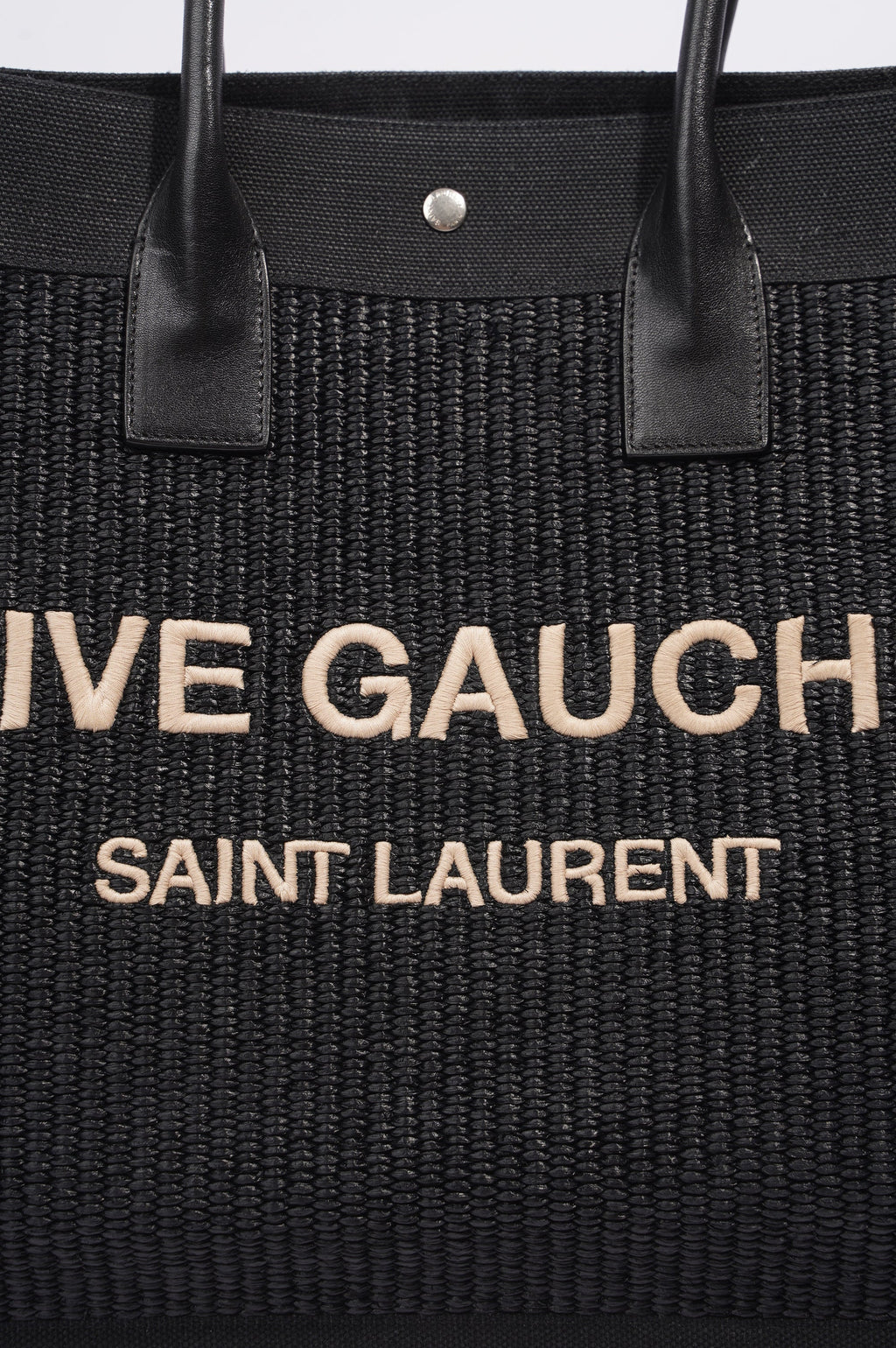 Saint Laurent Rive Gauche Tote Bag Black Wicker