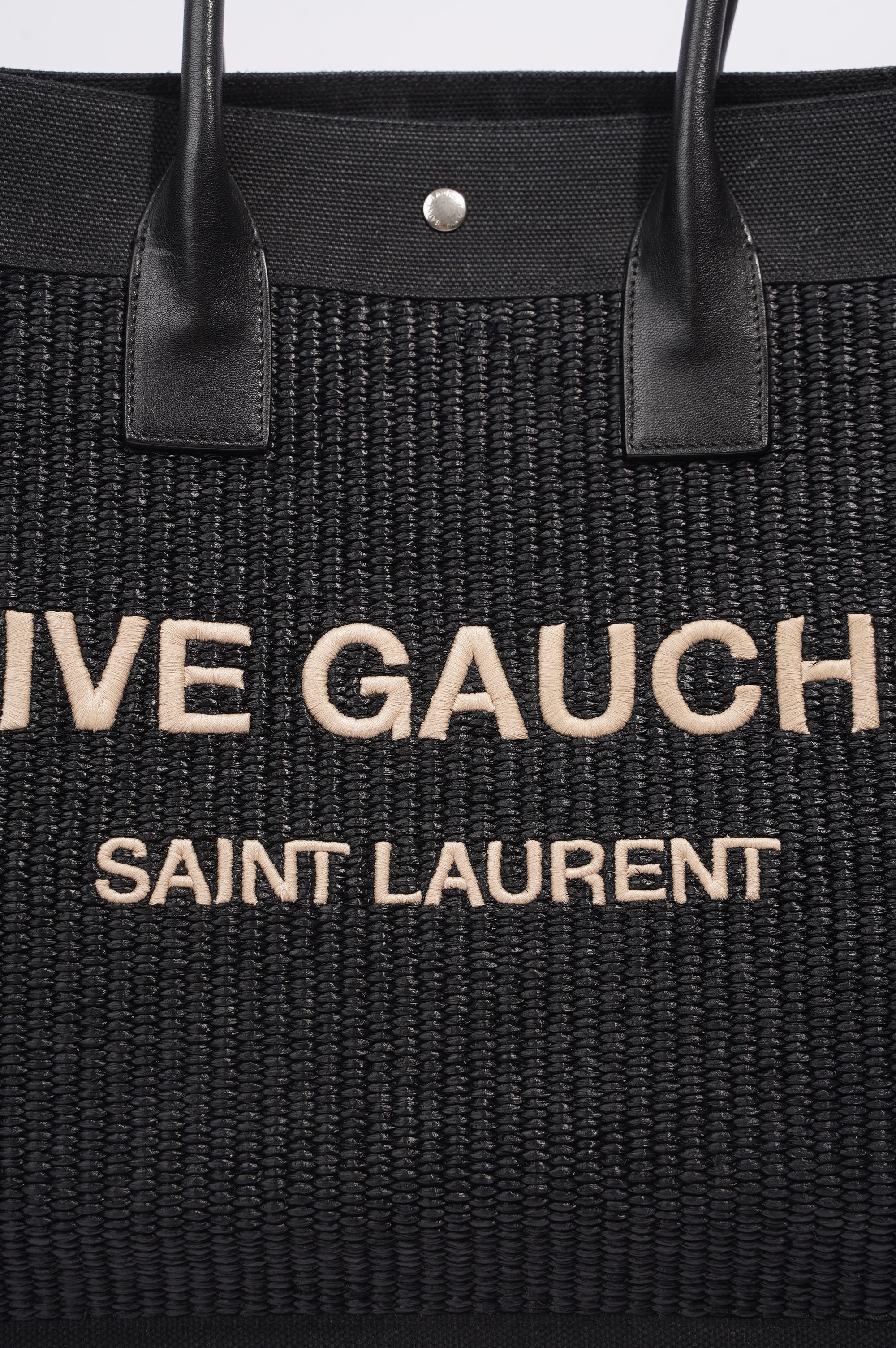 Saint Laurent Rive Gauche Tote Bag Black Wicker