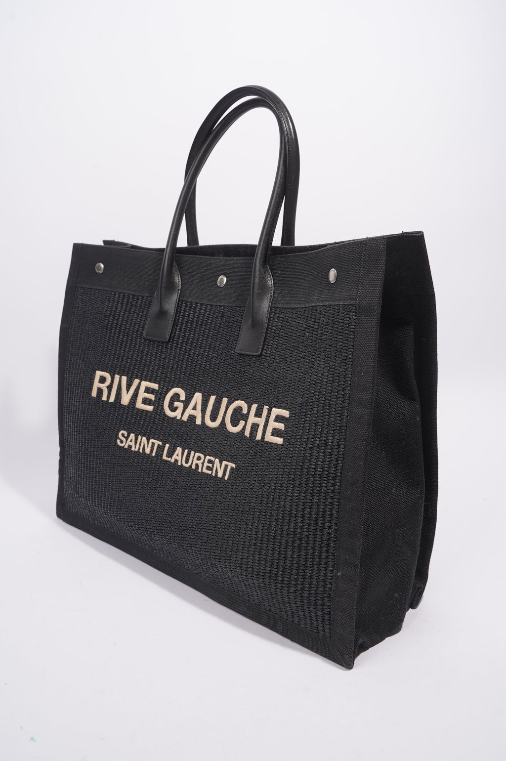 Saint Laurent Rive Gauche Tote Bag Black Wicker