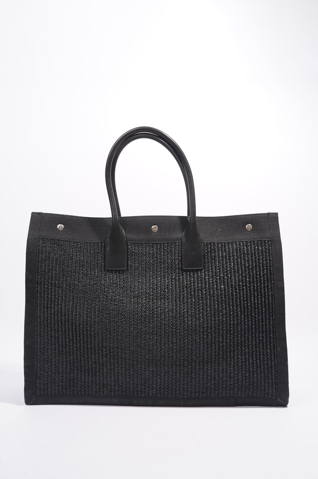 Saint Laurent Rive Gauche Tote Bag Black Wicker