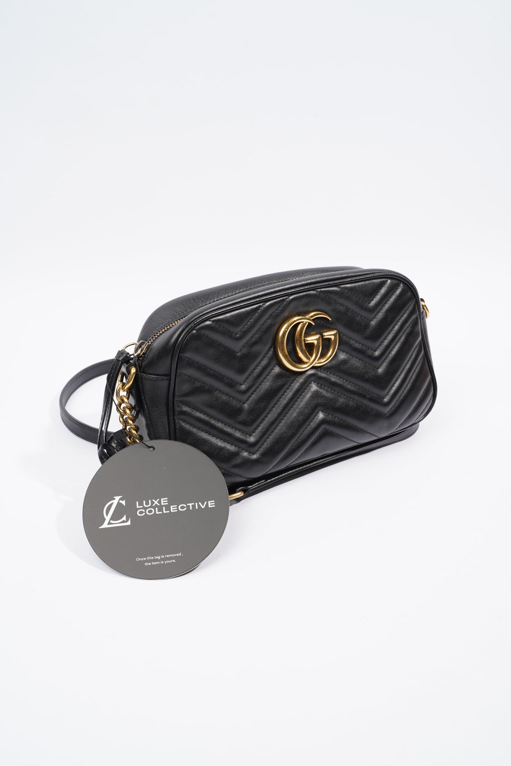 Gucci Marmont Zip Black Matelasse Leather Small