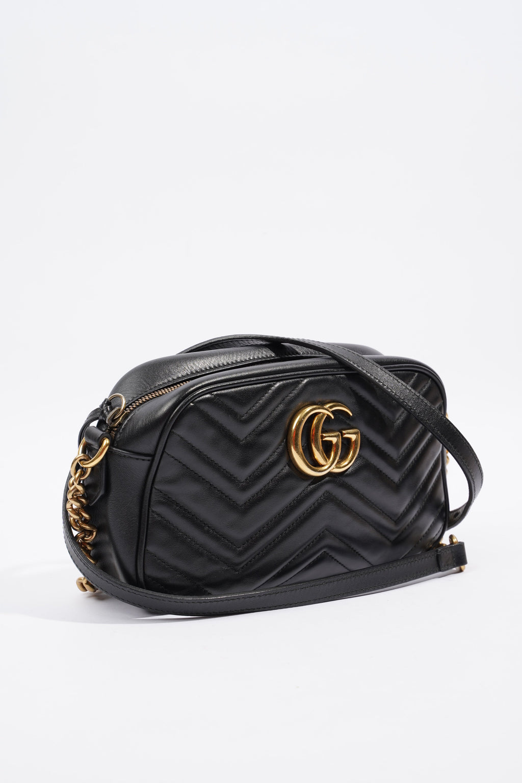 Gucci Marmont Zip Black Matelasse Leather Small