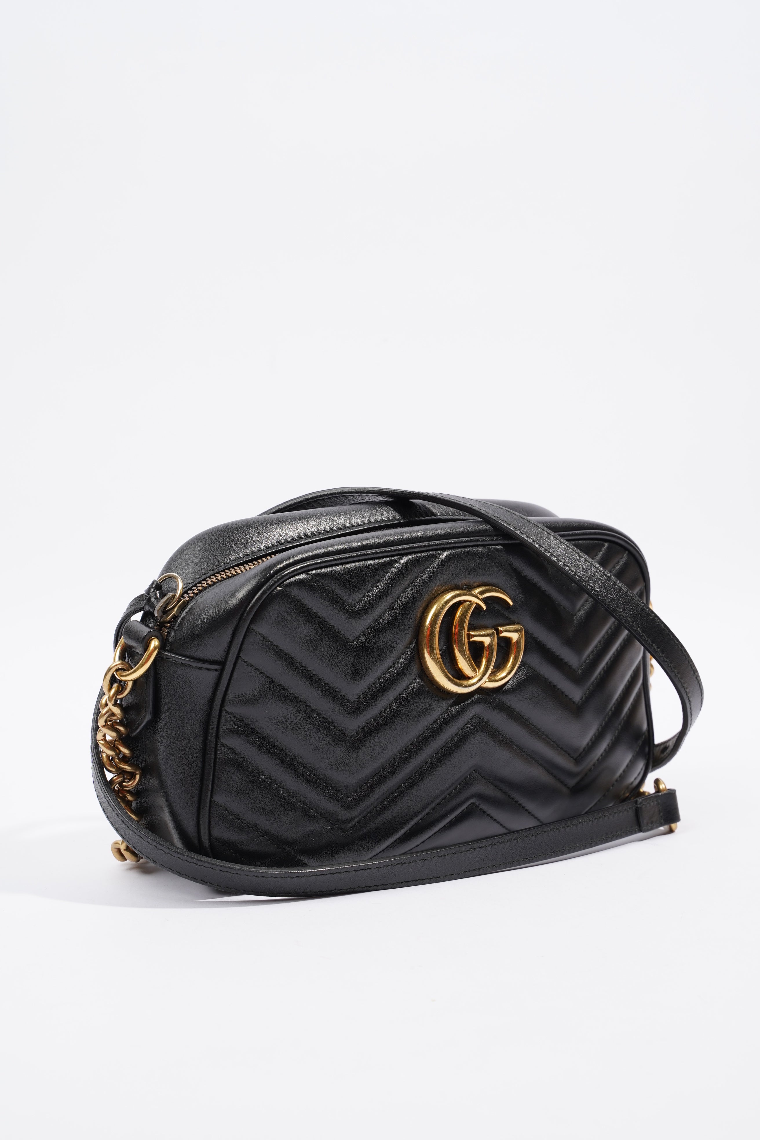 Gucci Marmont Zip Black Matelasse Leather Small