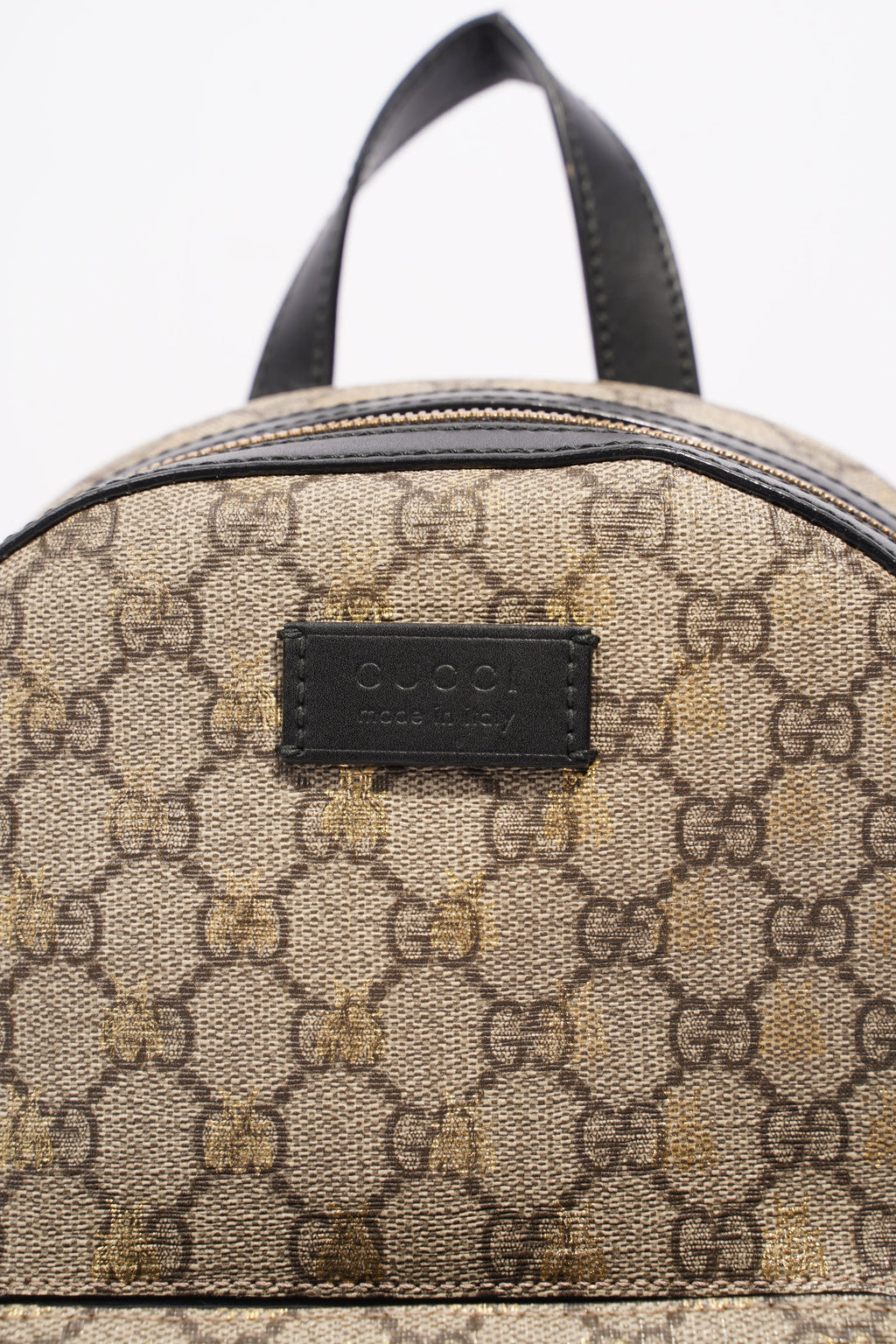Gucci Bee Backpack Supreme Print / Black Coated Canvas Small