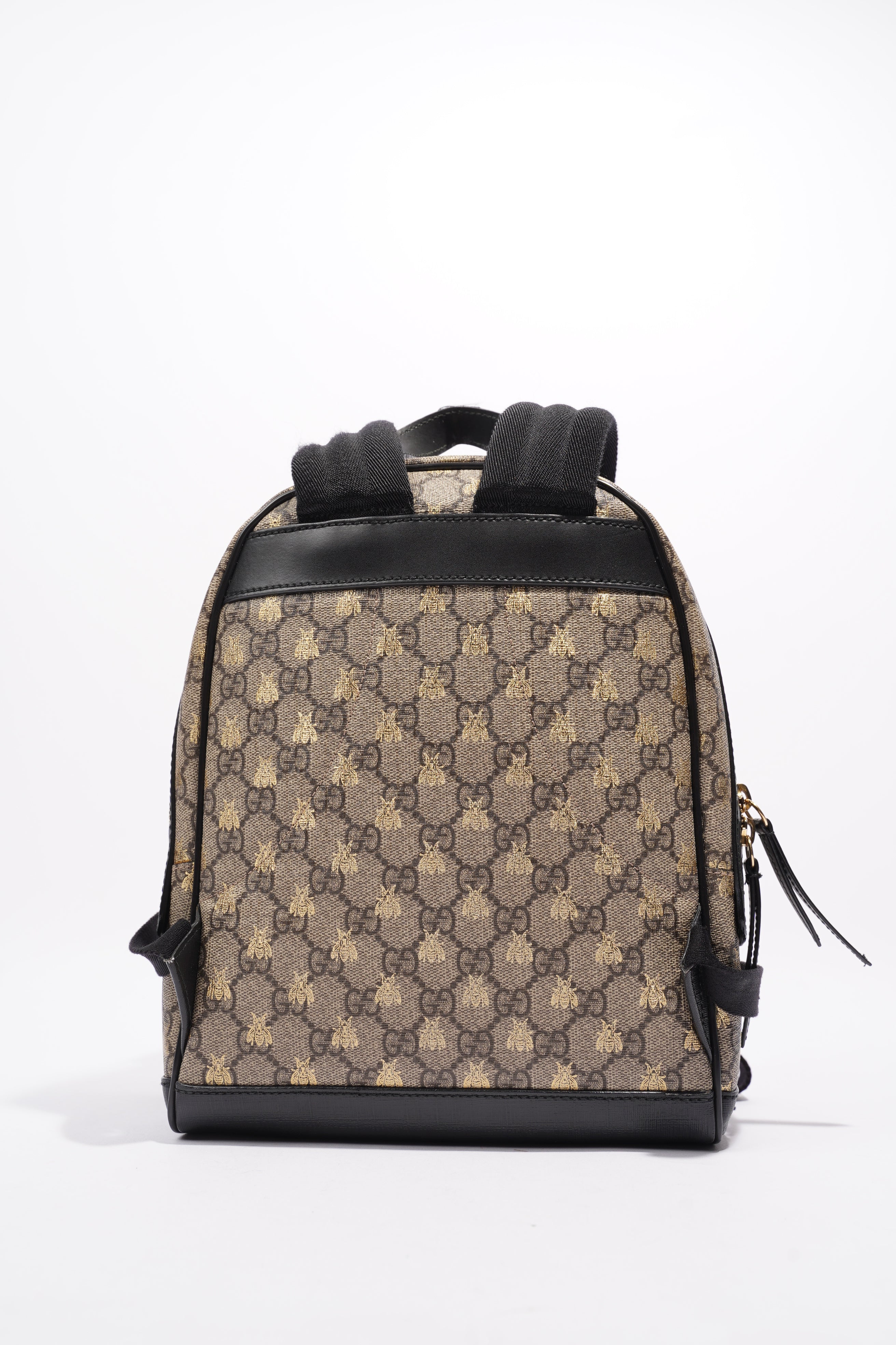 Gucci Bee Backpack Supreme Print / Black Coated Canvas Small