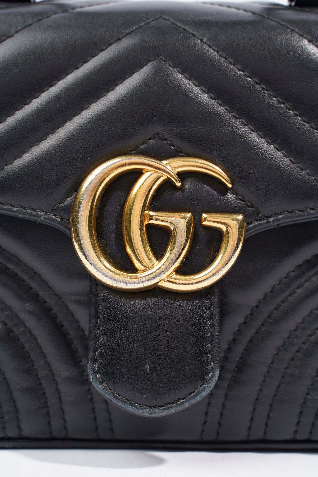 Gucci GG Marmont Mini Top Handle Black Matelasse Leather