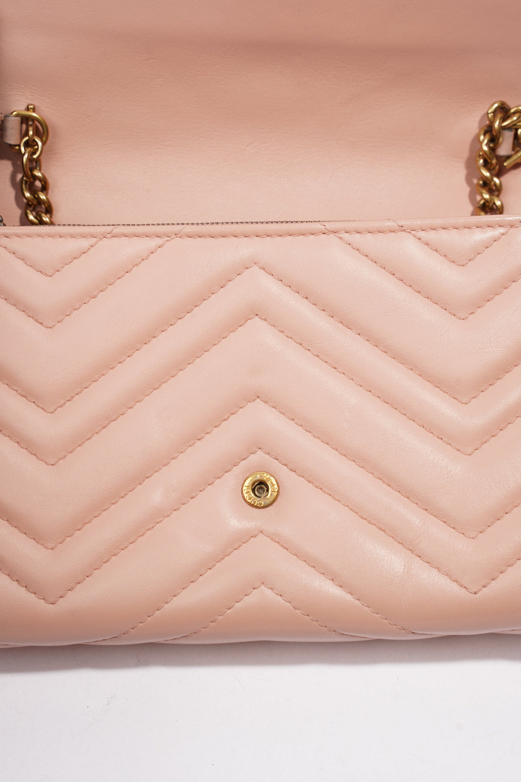 Gucci GG Marmont Chain Wallet Mini Pink / Blush Matelasse Leather