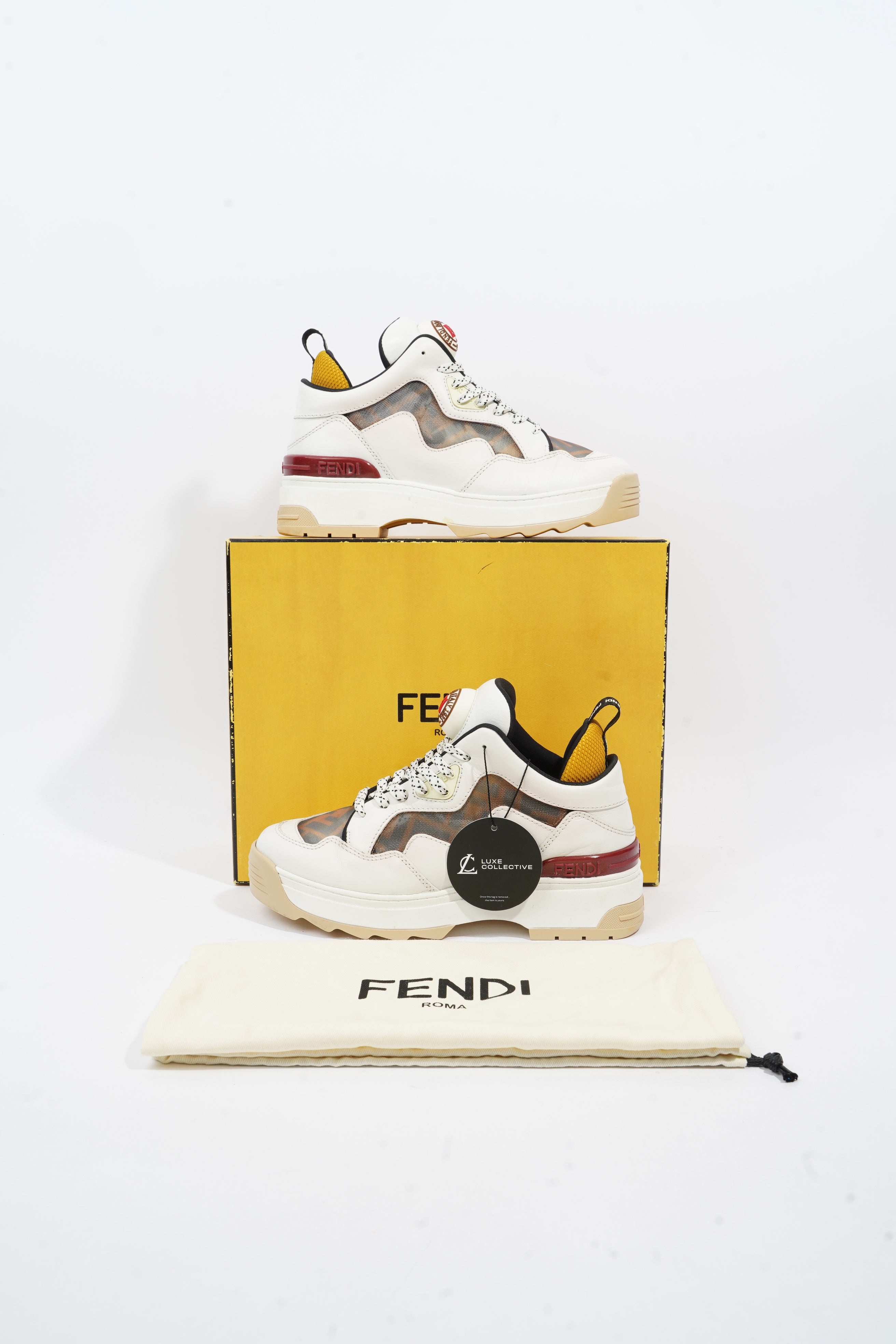 Fendi Logomania FF Sneaker White / Brown Leather EU 37.5 UK 4.5